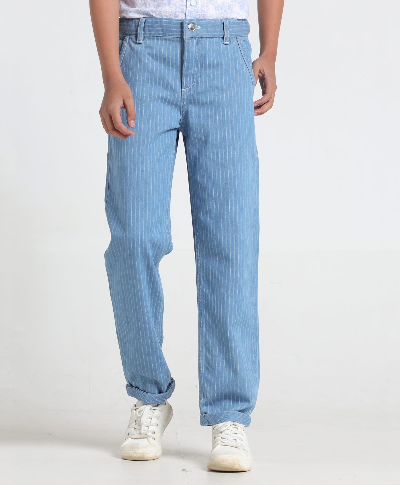 Under Fourteen Only Pinstriped Trousers - Blue-picture-12