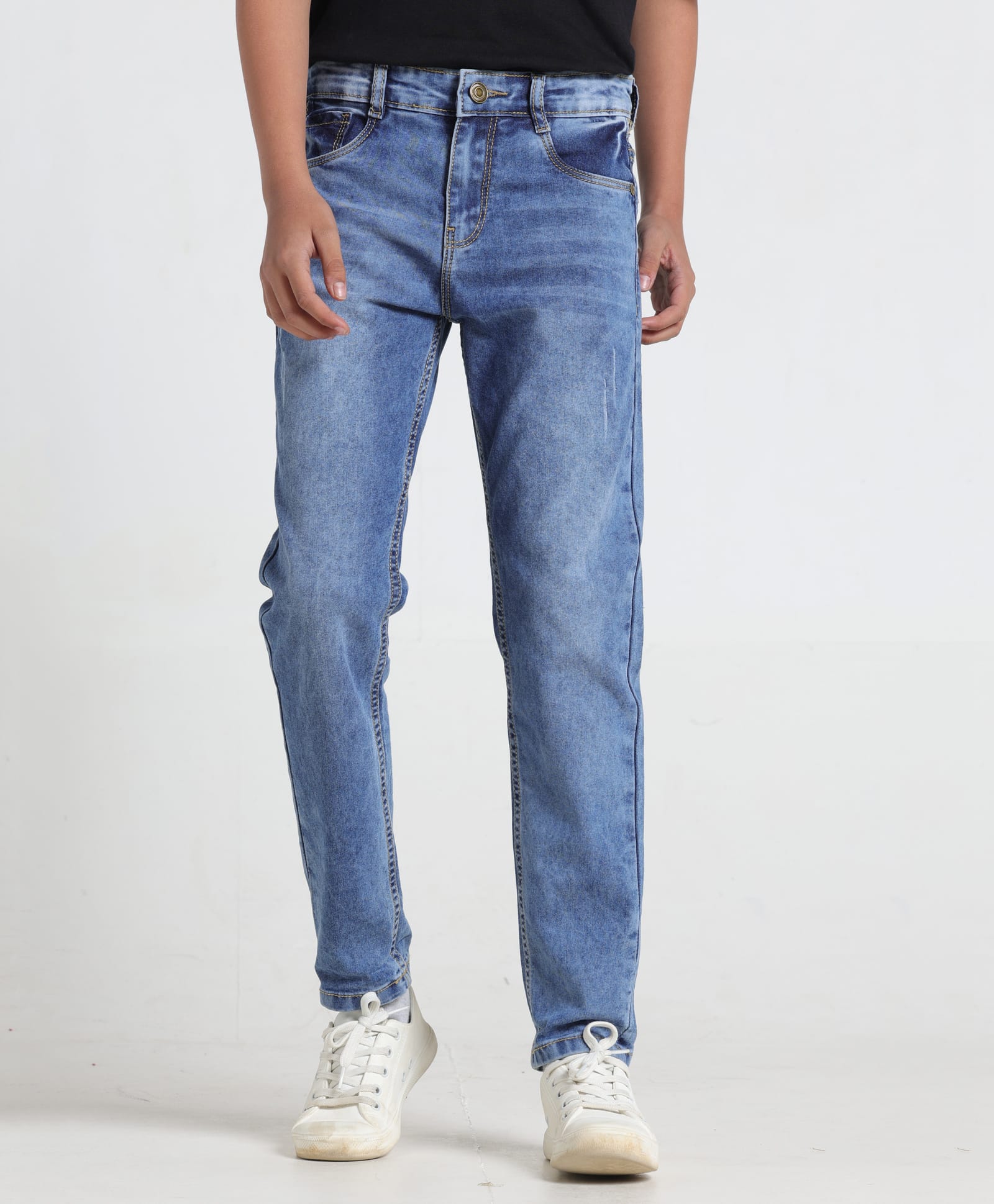 Under Fourteen Only Whale Pocket Printed Mild Washed Jeans - Blue-picture-10