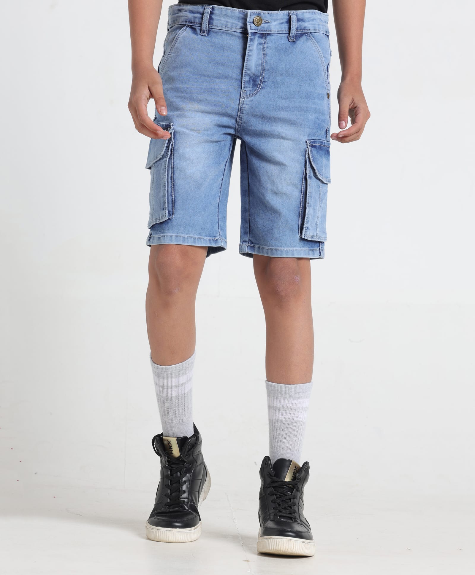 Under Fourteen Only Washed Cargo Shorts - Light Blue-picture-22