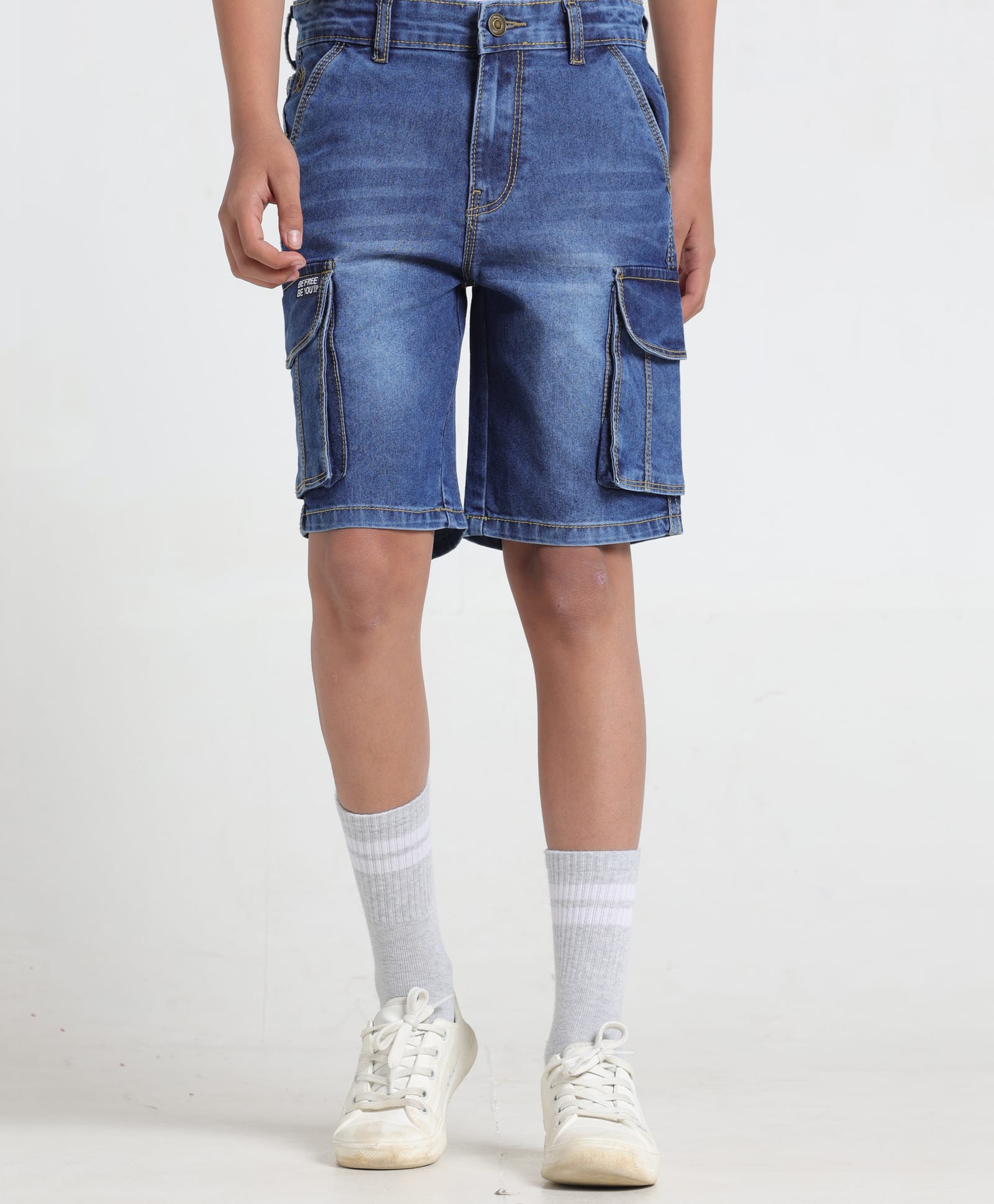 Under Fourteen Only Washed Cargo Style Shorts - Navy Blue-picture-36