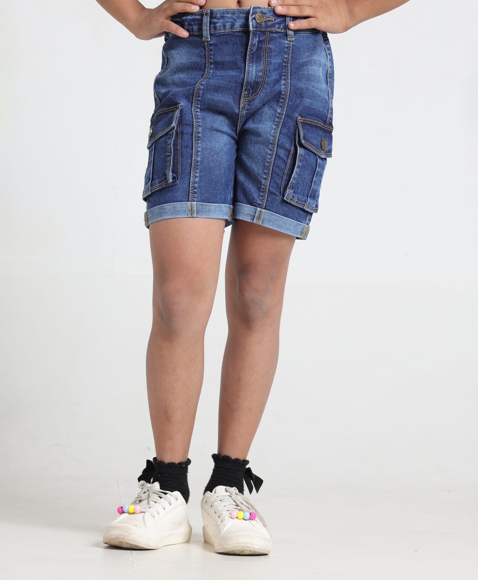Under Fourteen Only Washed Hot Shorts - Blue-picture-13