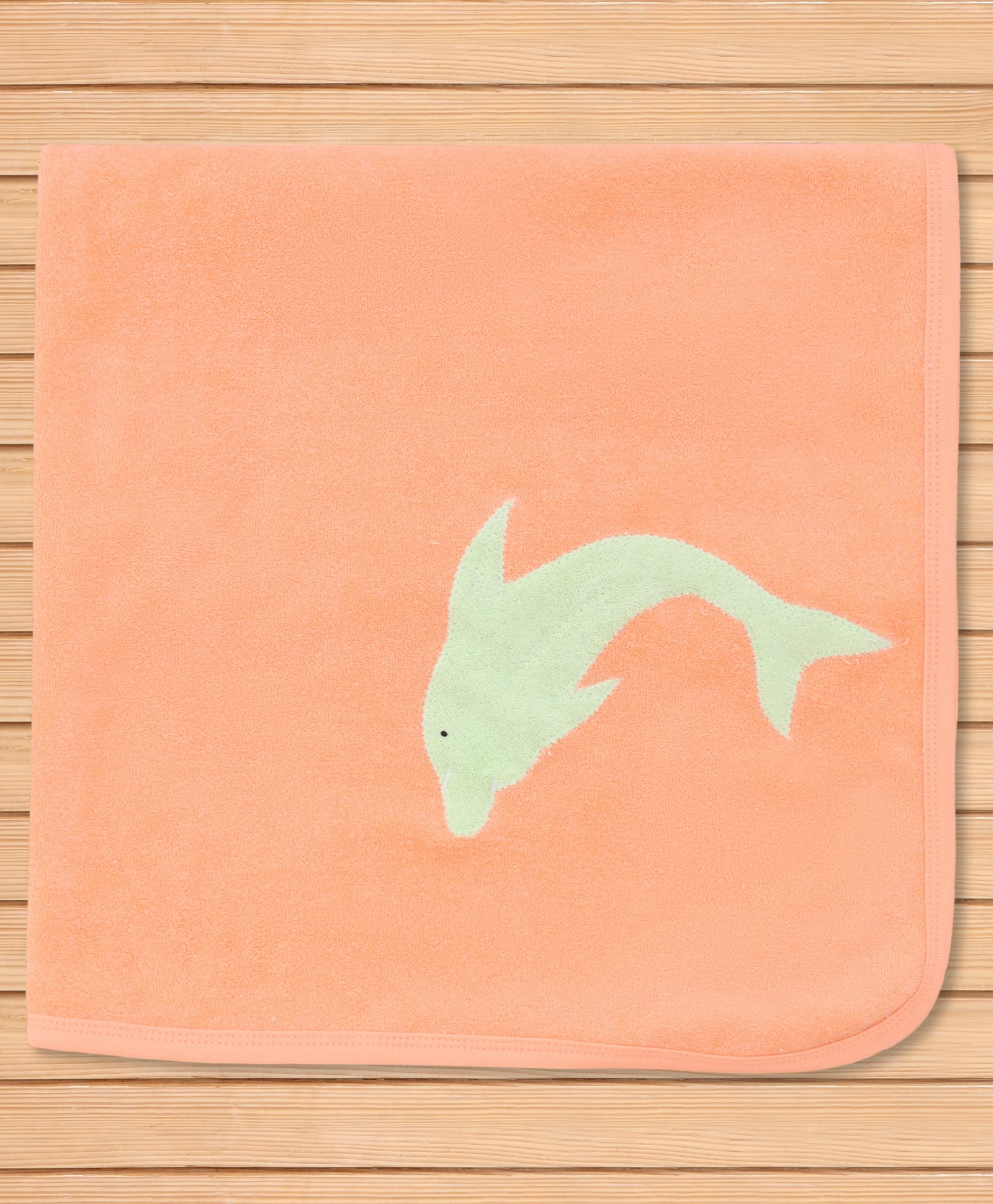 Child World Terry Knit Towel with Dolphin Print L 107 x B 71 cm - Peach-picture-5