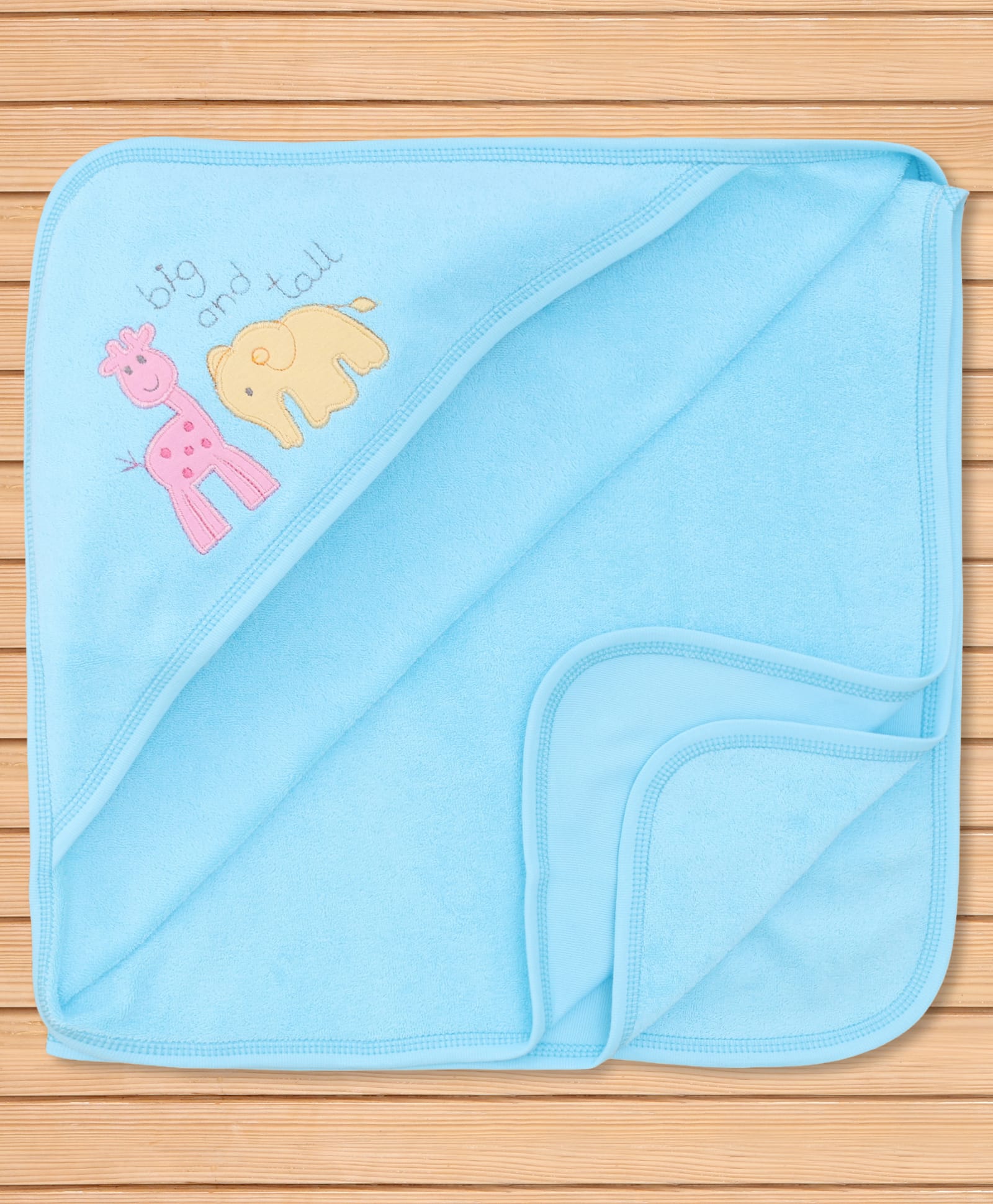 Child World Terry Knit Hooded Towel with Animal Embroidery L 77 x B 73 cm - Blue-picture-42