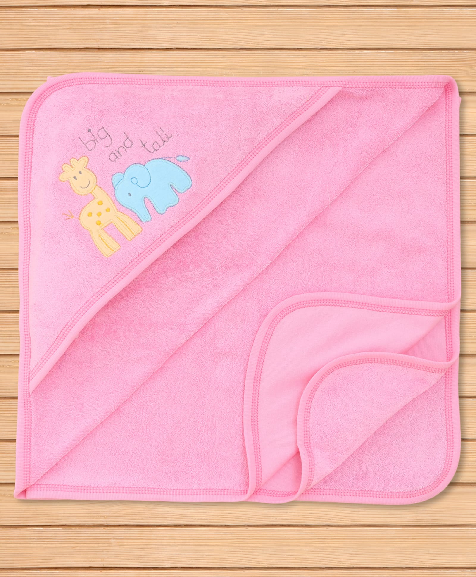 Child World Terry Knit Hooded Towel with Animal Embroidery L 77 x B 73 cm - Pink-image-41