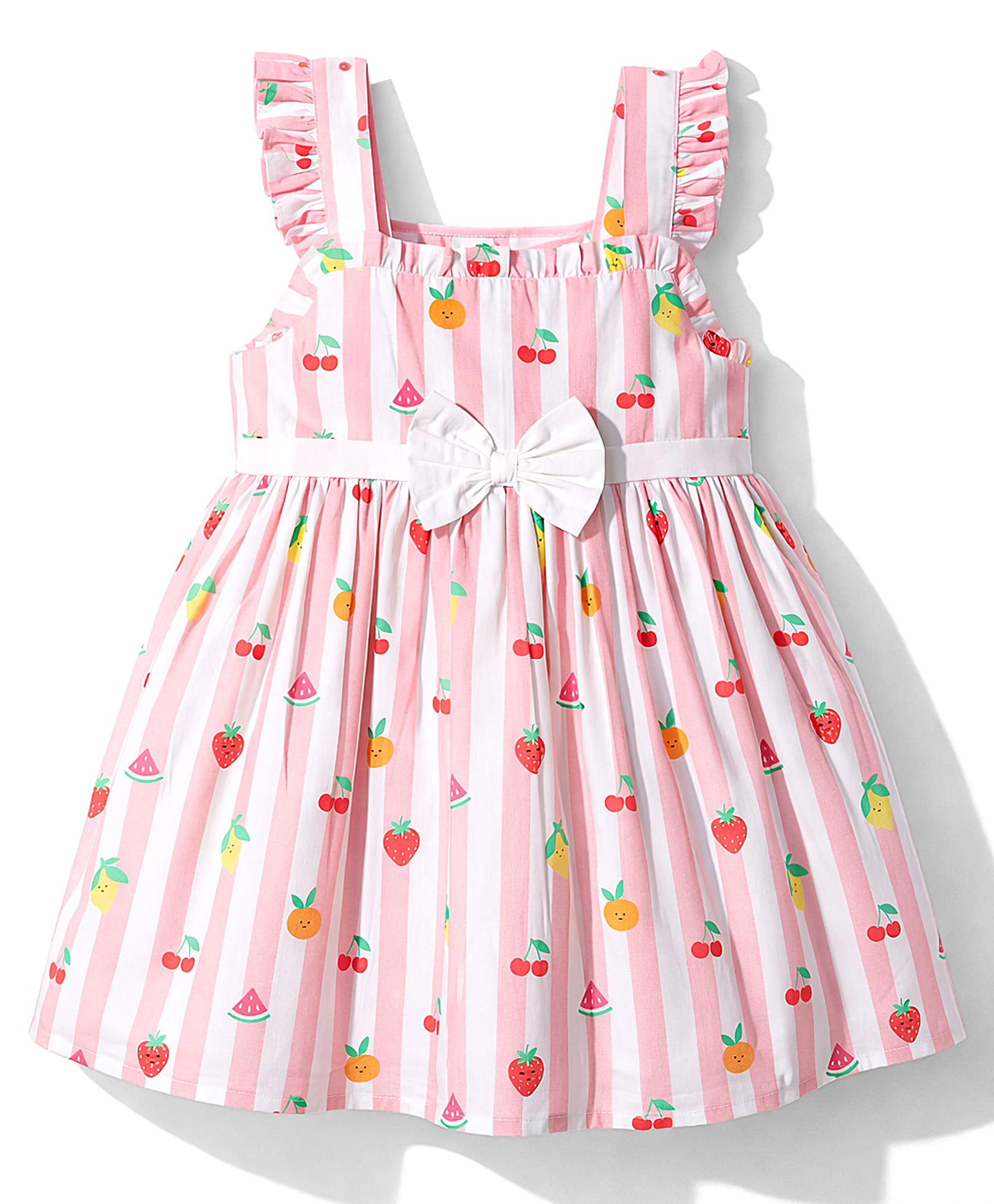 Babyhug Cotton Woven One Piece Dress with Fruit Print Multi Color 3-4 Years-image-40
