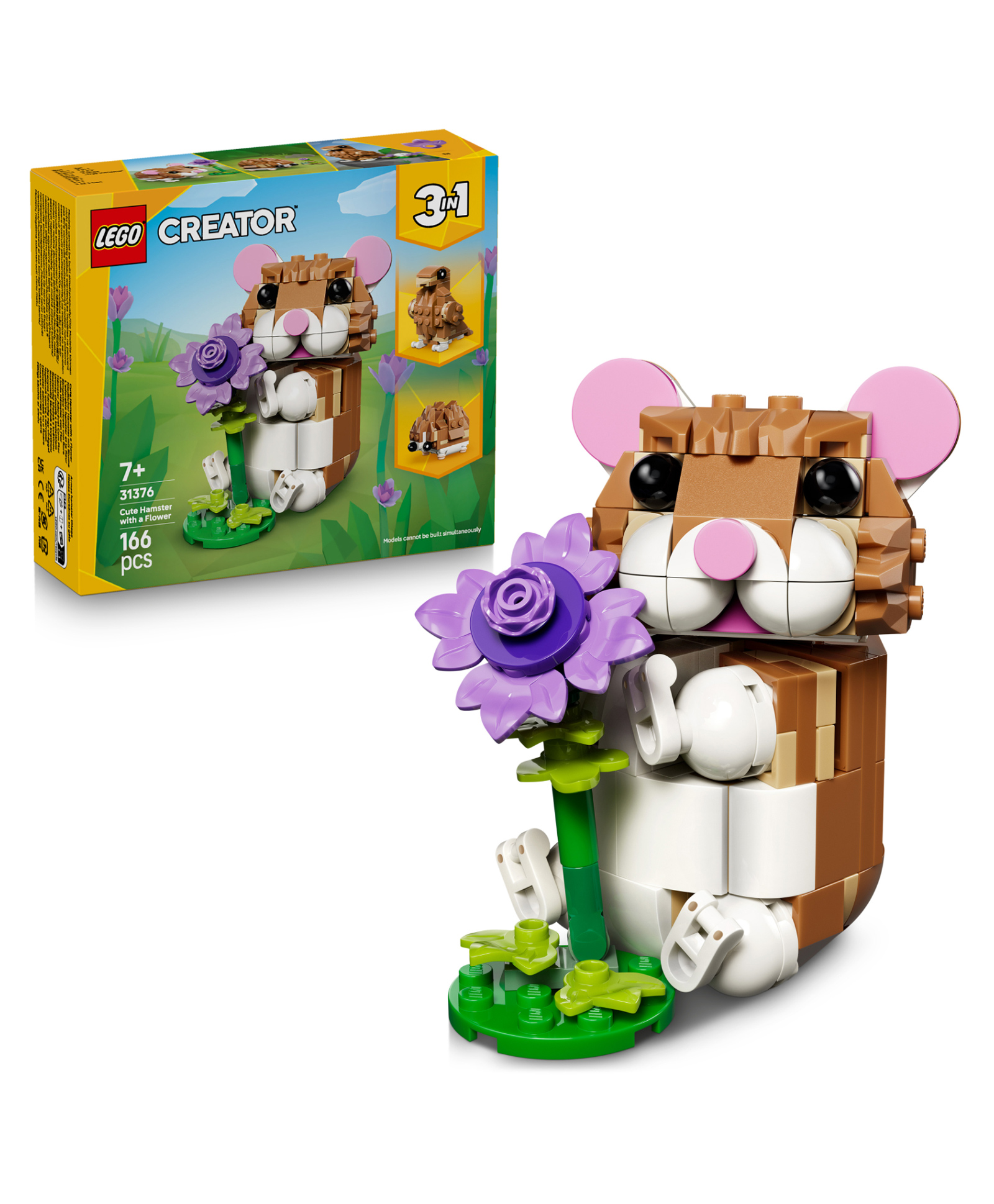 LEGO Creator 3 in 1 Cute Hamster with a Flower Toy Rebuilds into Hedgehog or Eagle 166 Pieces- 31376-image-21