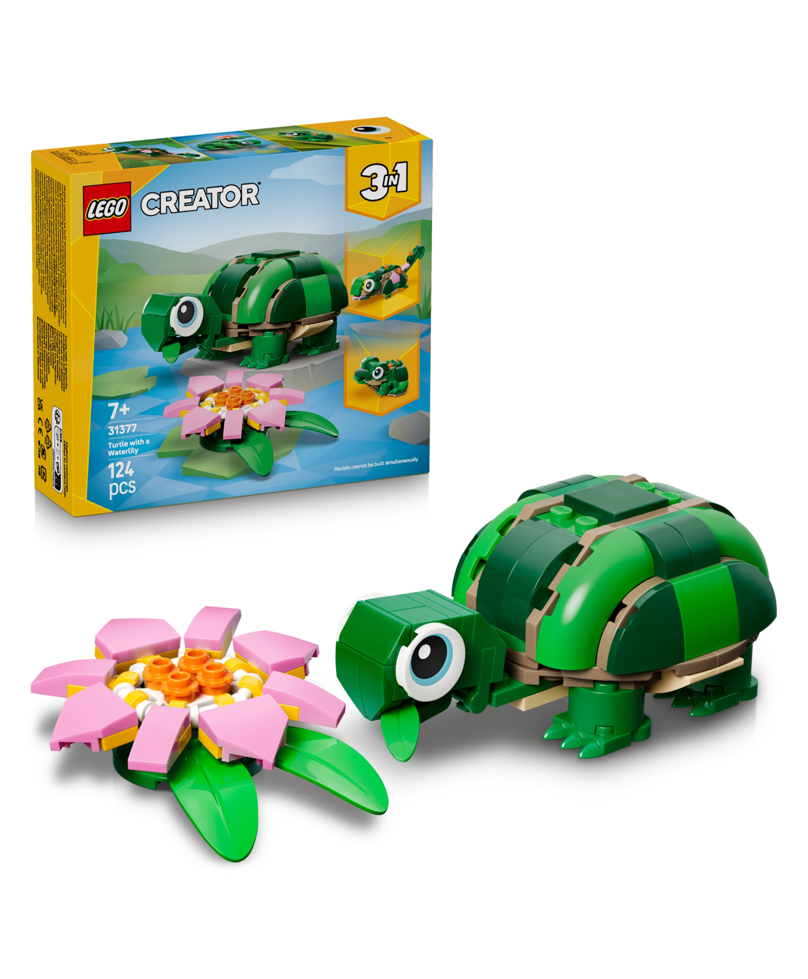 LEGO Creator 3 in 1 Turtle with a Water Lily Flower Toy - Rebuilds into Chameleon or Frog 124 pieces- 31377-picture-15