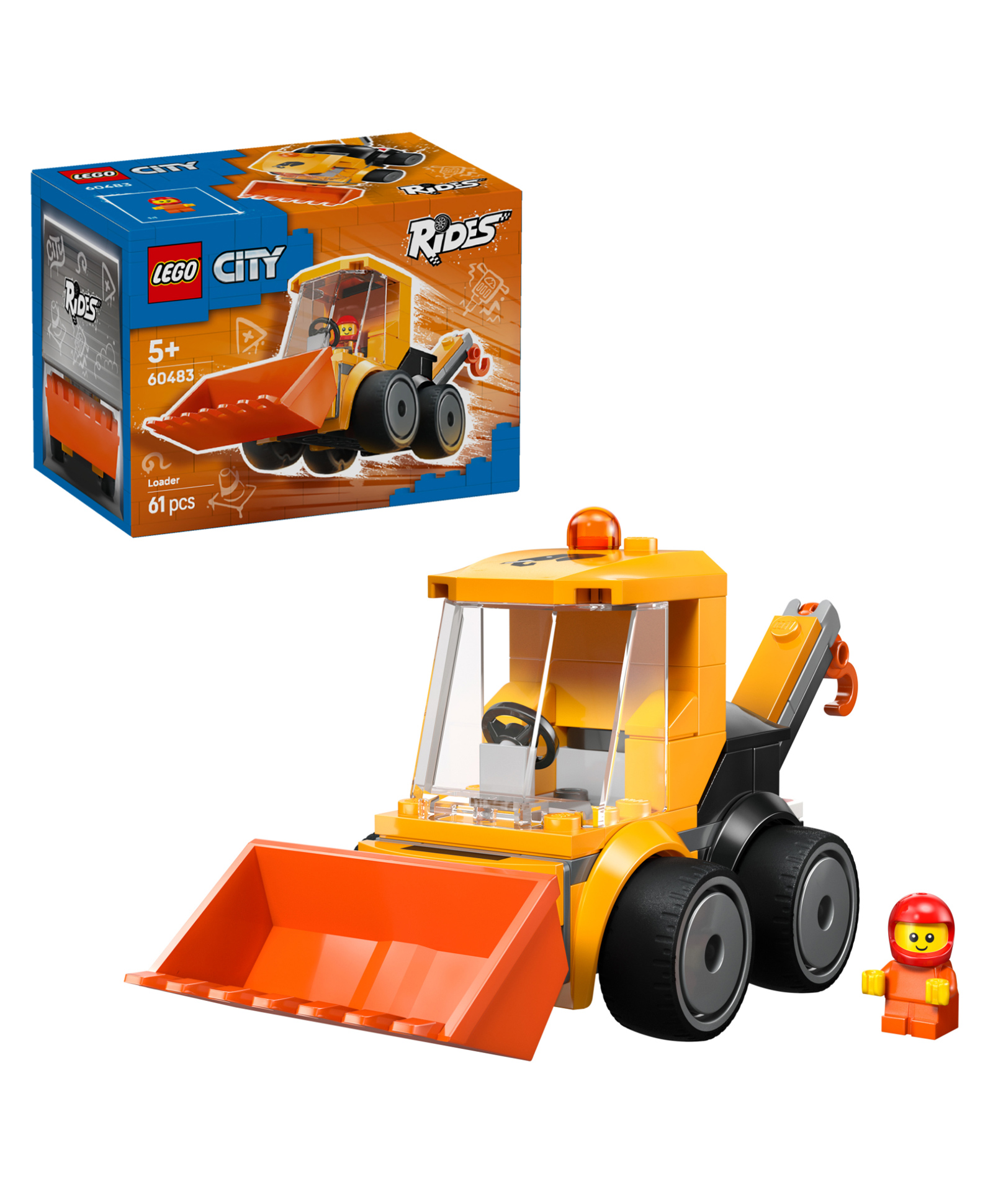 LEGO City Rides Construction Loader Mini Construction Toy with Worker Minifigure 61 Pieces- 60483-image-10