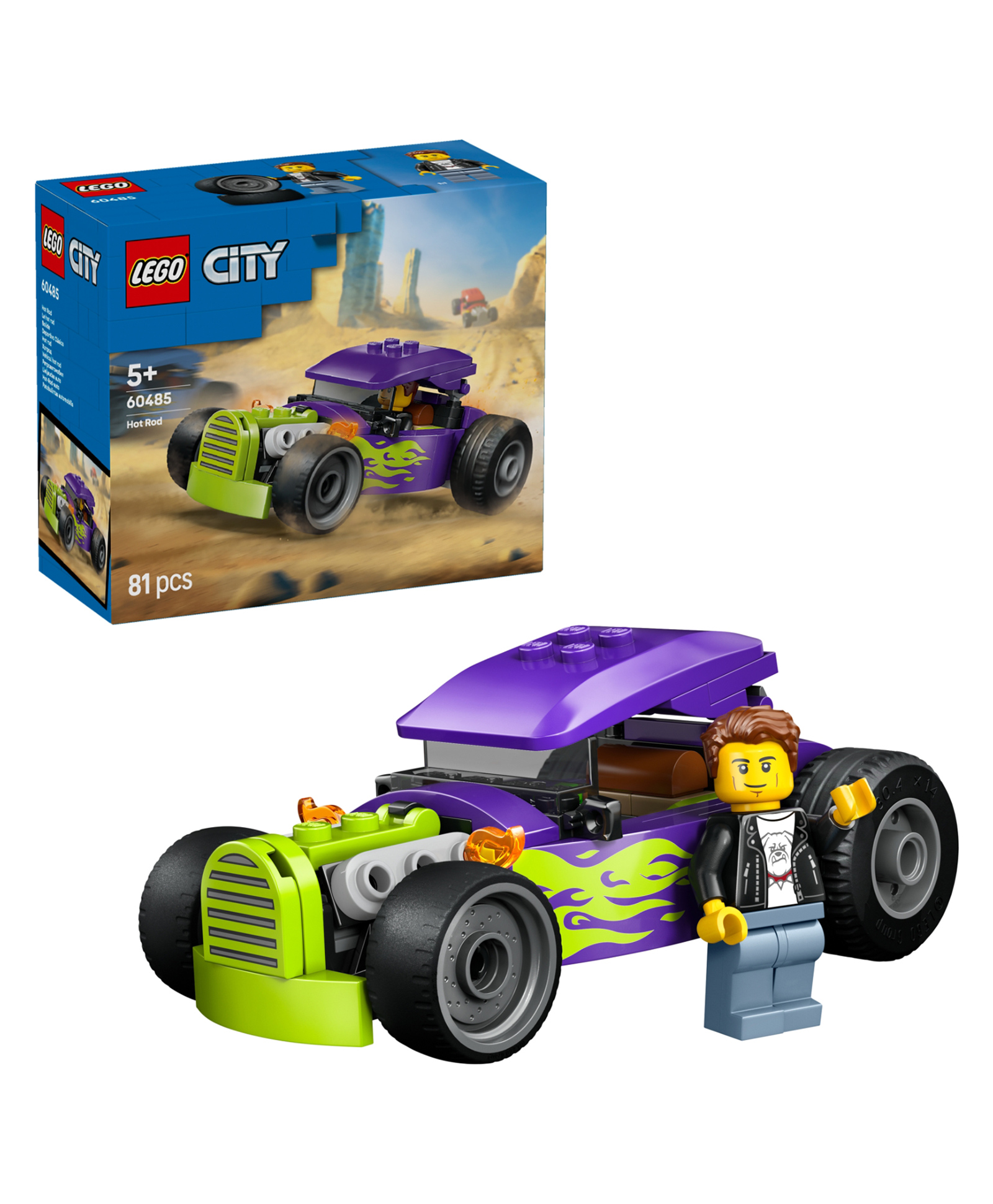 LEGO City Hot Rod Race Car Toy Classic Car Building Kit with Driver Minifigure 81 Pieces- 60485-image-48
