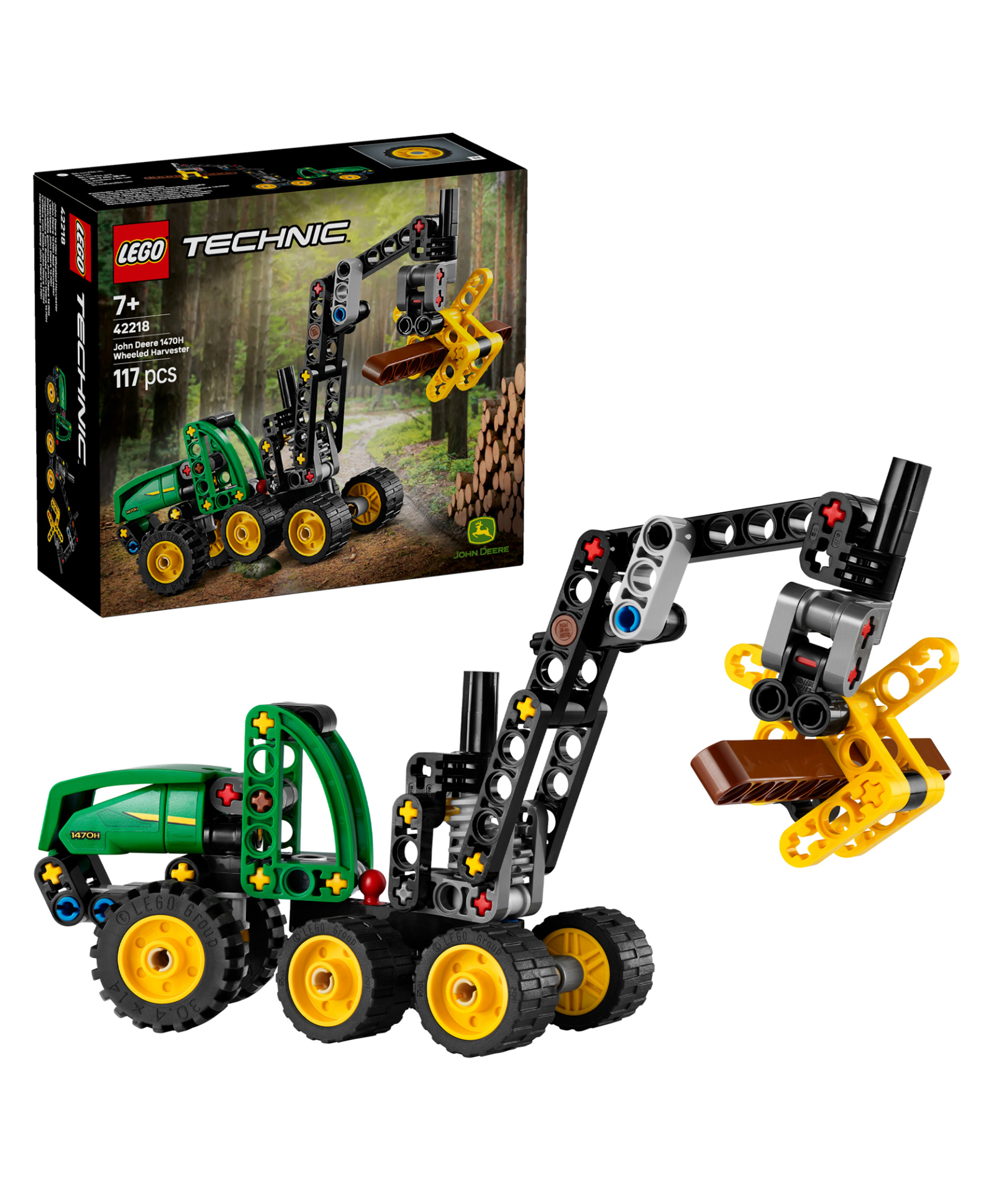 LEGO Technic John Deere 1470H Wheeled Harvester Working Claw and Log Model Building Toy 117 Pieces- 42218-image-34