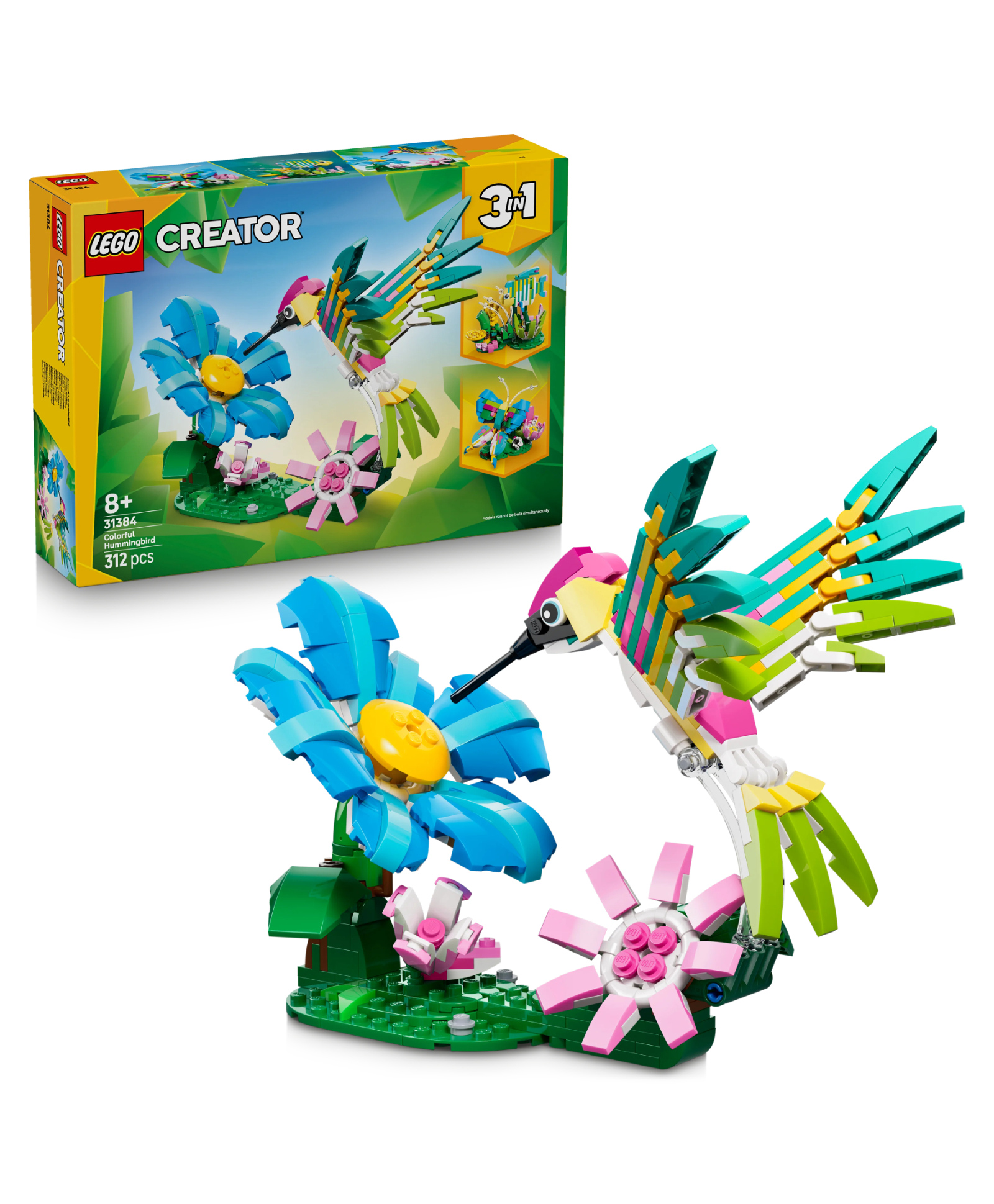 LEGO Creator 3 in 1 Wild Animals: Colorful Hummingbird - Rebuilds into a Butterfly or Fish 312 pieces- 31384-picture-15