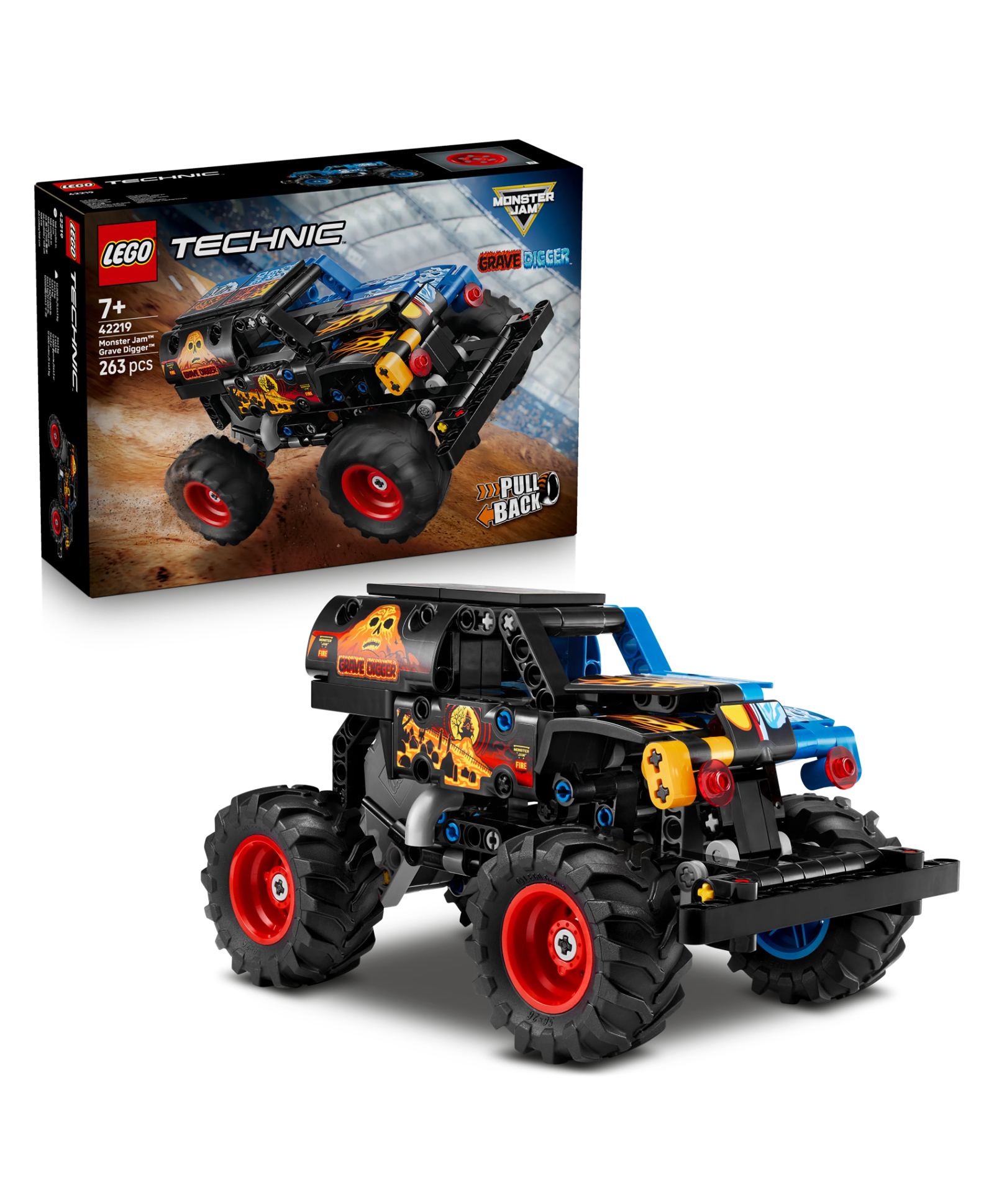 LEGO Technic Monster Jam Grave Digger Fire and Ice - Pull-Back Truck Toy 263 pieces- 42219-image-20
