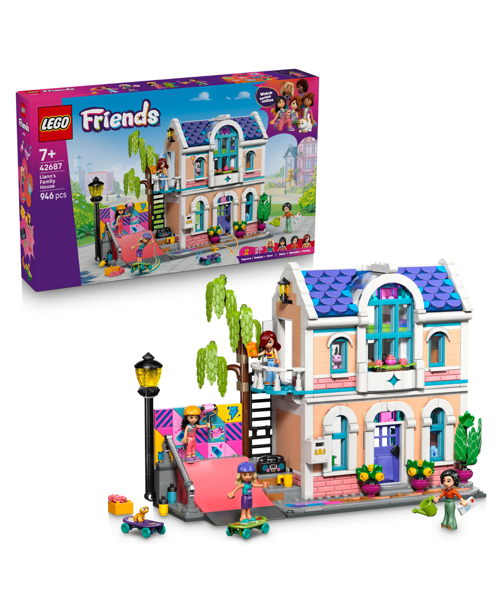 LEGO Friends Liann's Family House Building Toy - Dollhouse 4 Minidolls, Gecko, Axolotl 946 Pieces- 42687-picture-28