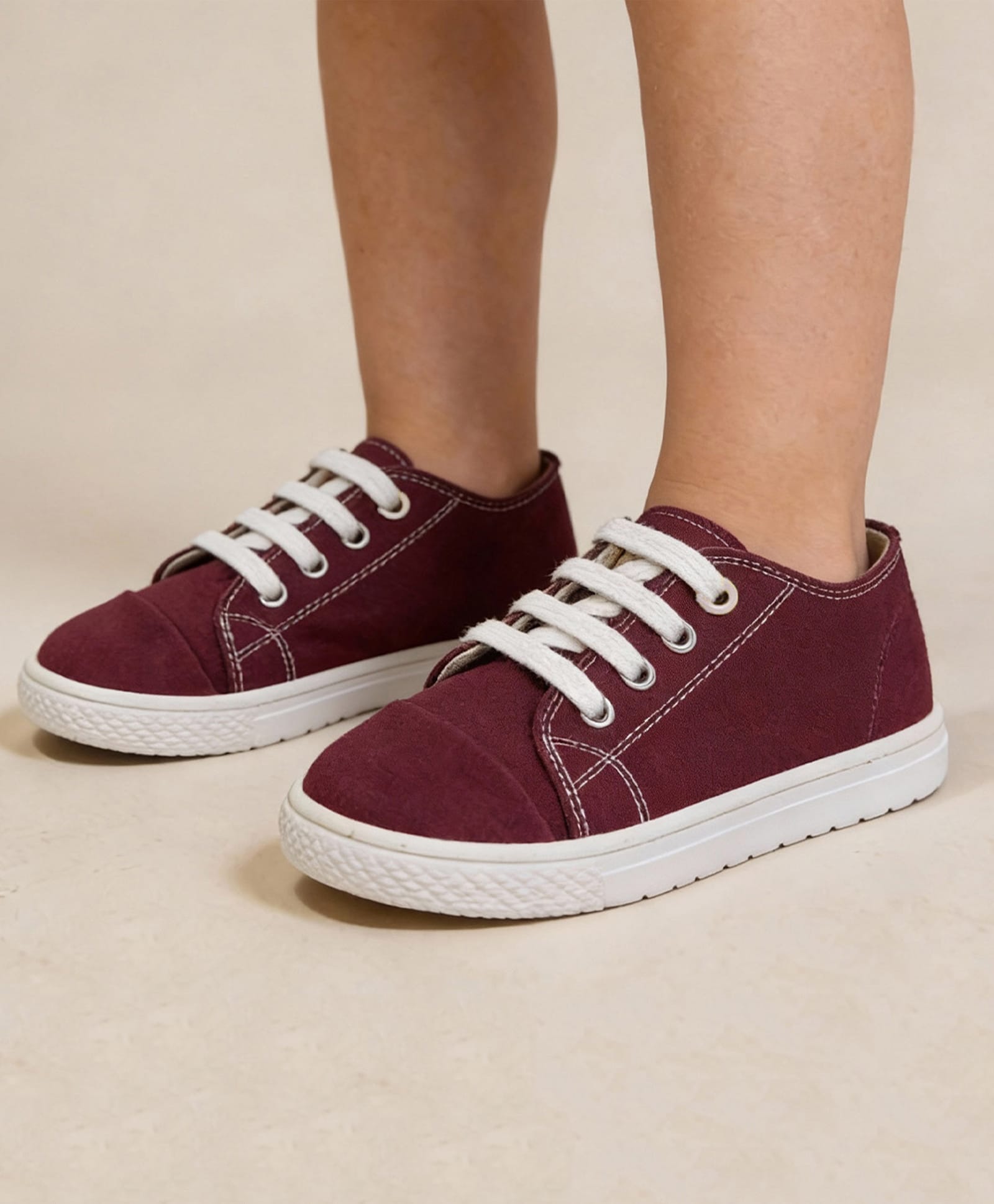 Toothless Solid Lace Up Shoes - Maroon-picture-16