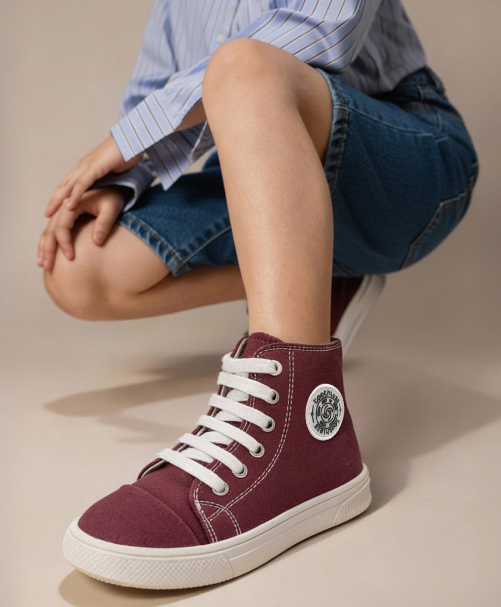 Toothless Solid Lace Up Shoes - Maroon-image-11