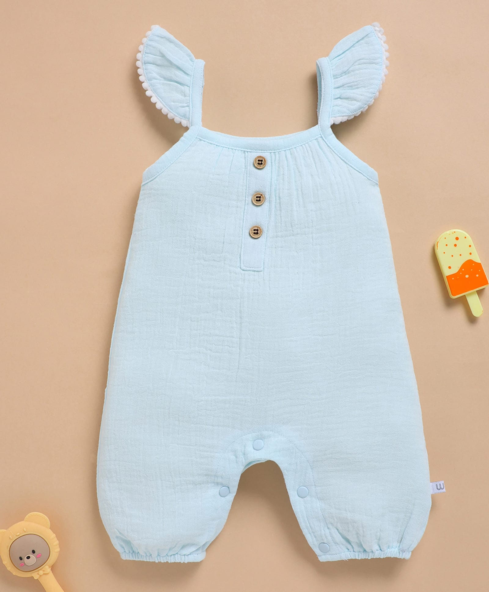 Wonderchild Sleeveless Solid Romper - Sky Blue-image-46