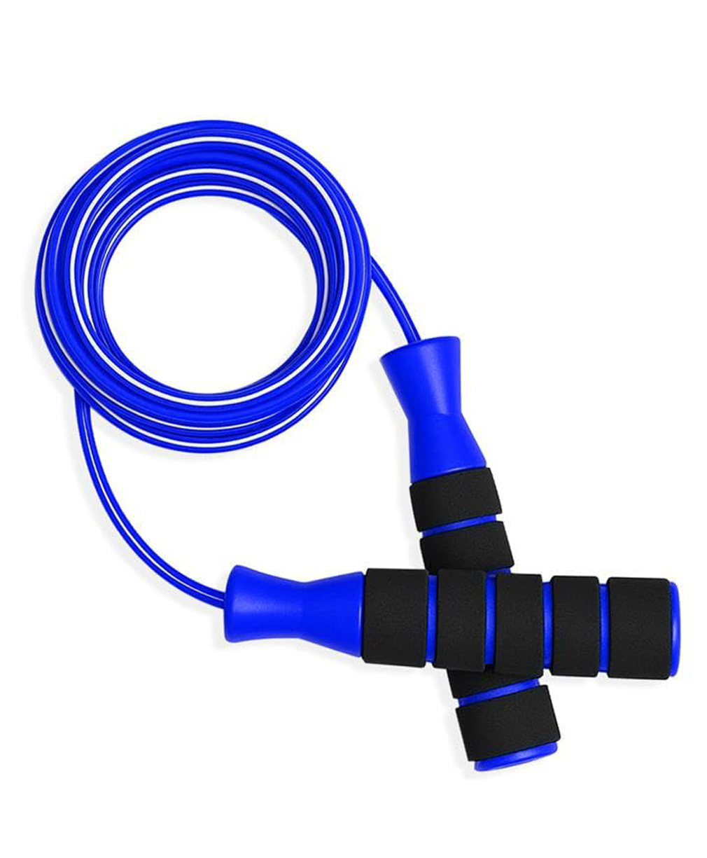 JASPO Elite Adjustable Skipping Rope with Smooth Bearings | 6mm Thick PVC Speed Rope, 110 Inch Length, Weight 155gm Soft Foam Handles (All Age Groups) (Blue)-image-49