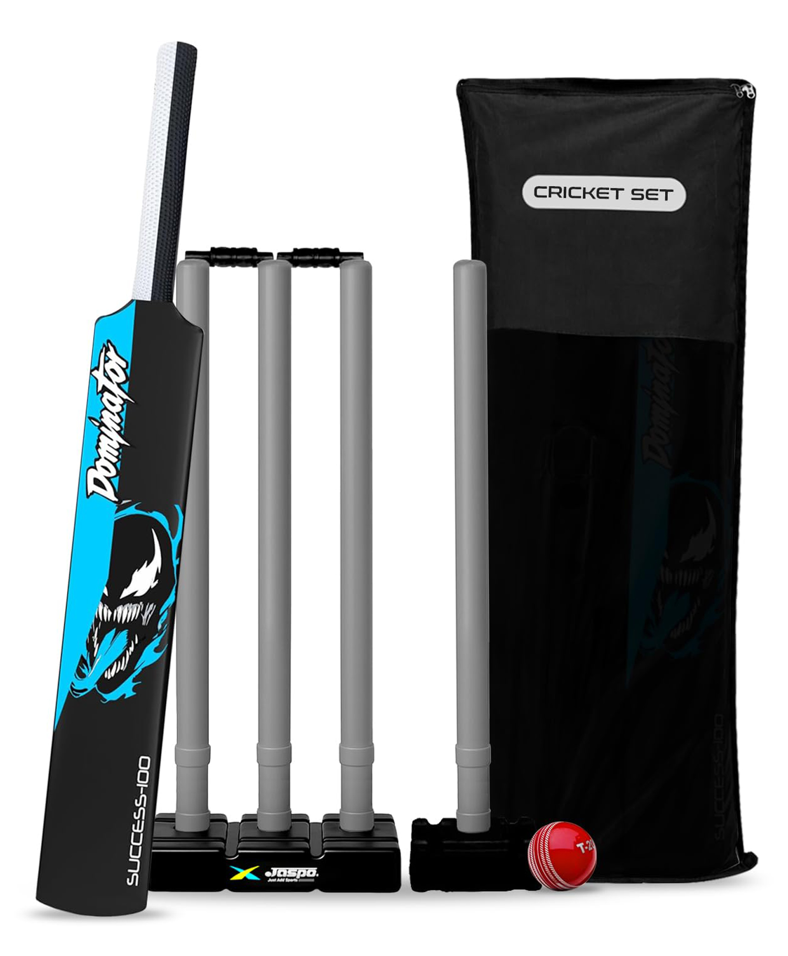 Jaspo Venom Dominator Full Size Cricket Kit for Adults | 34" Cricket Bat, Ball with Stumps & Bails with Kit Bag | Suitable for Wind Ball & Tennis Ball (Venom Domintor Full Size Kit)-image-2