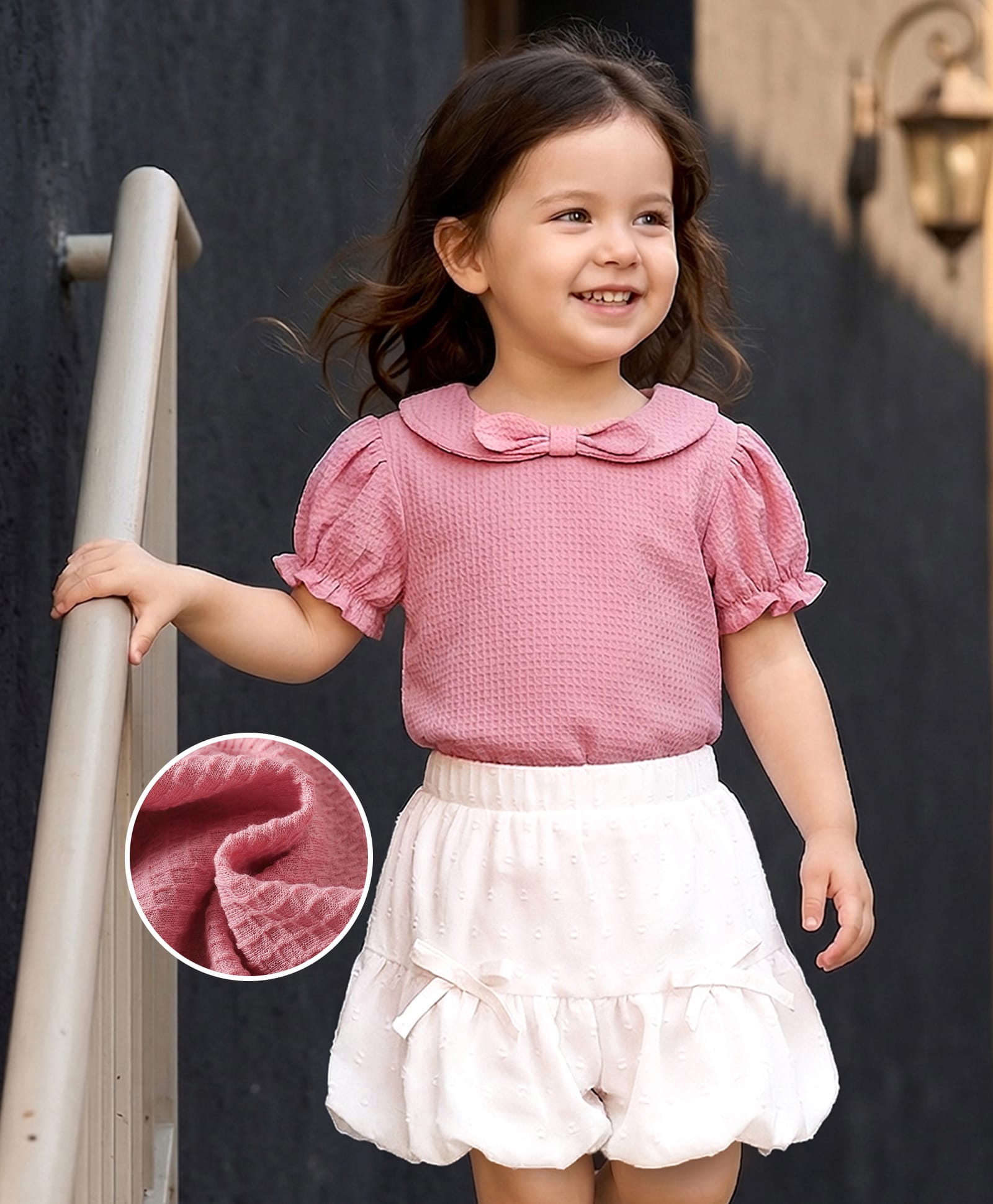 Mark & Mia Half Sleeves Solid Top & Shorts Set - Pink-image-49