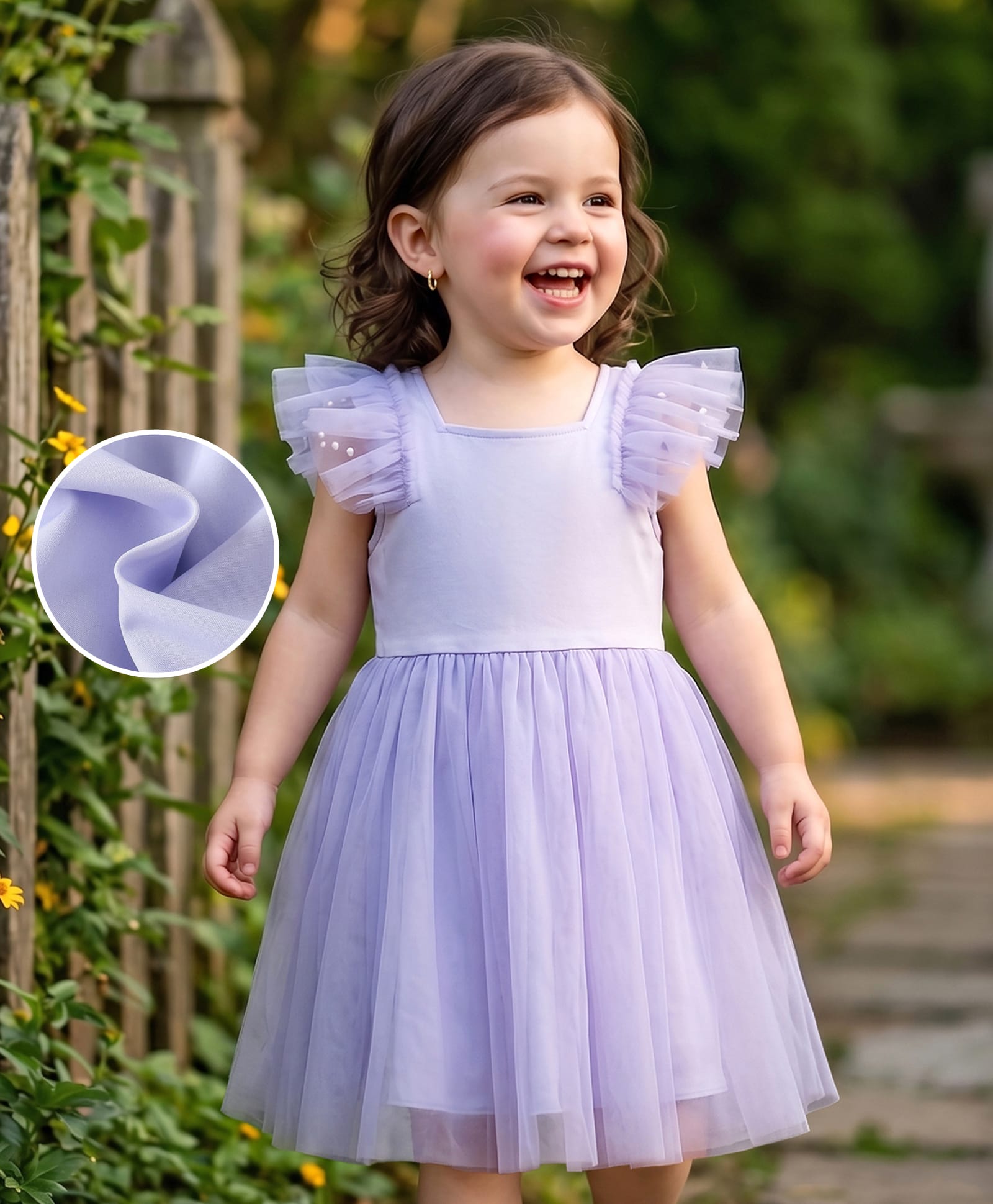 Mark & Mia Frill Sleeves Solid Party Dress - Purple-picture-29