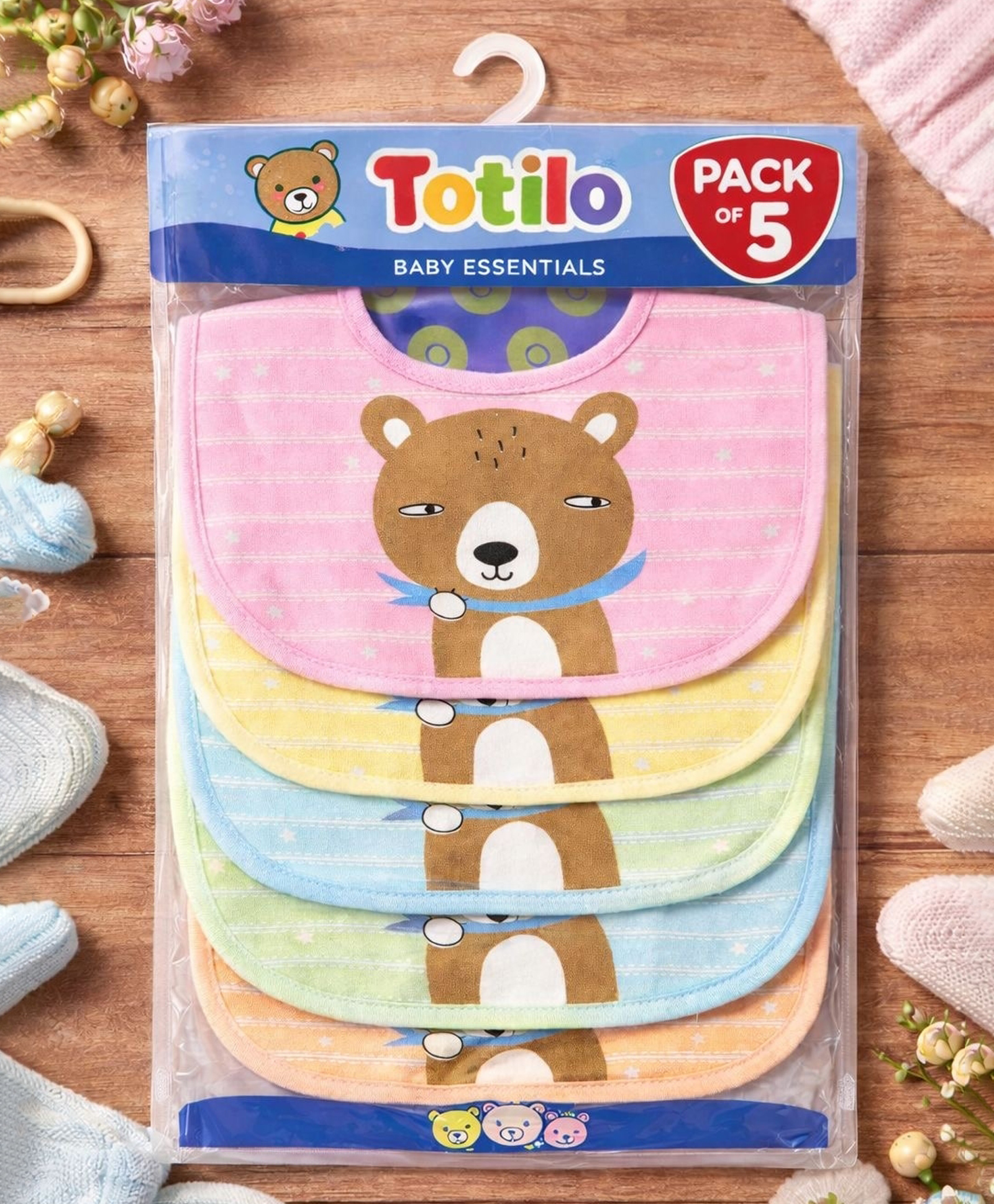 Totilo Baby Cotton Printed Feeding Snap Button Aprons Bibs Everyday Use (Pack of 5)-image-9