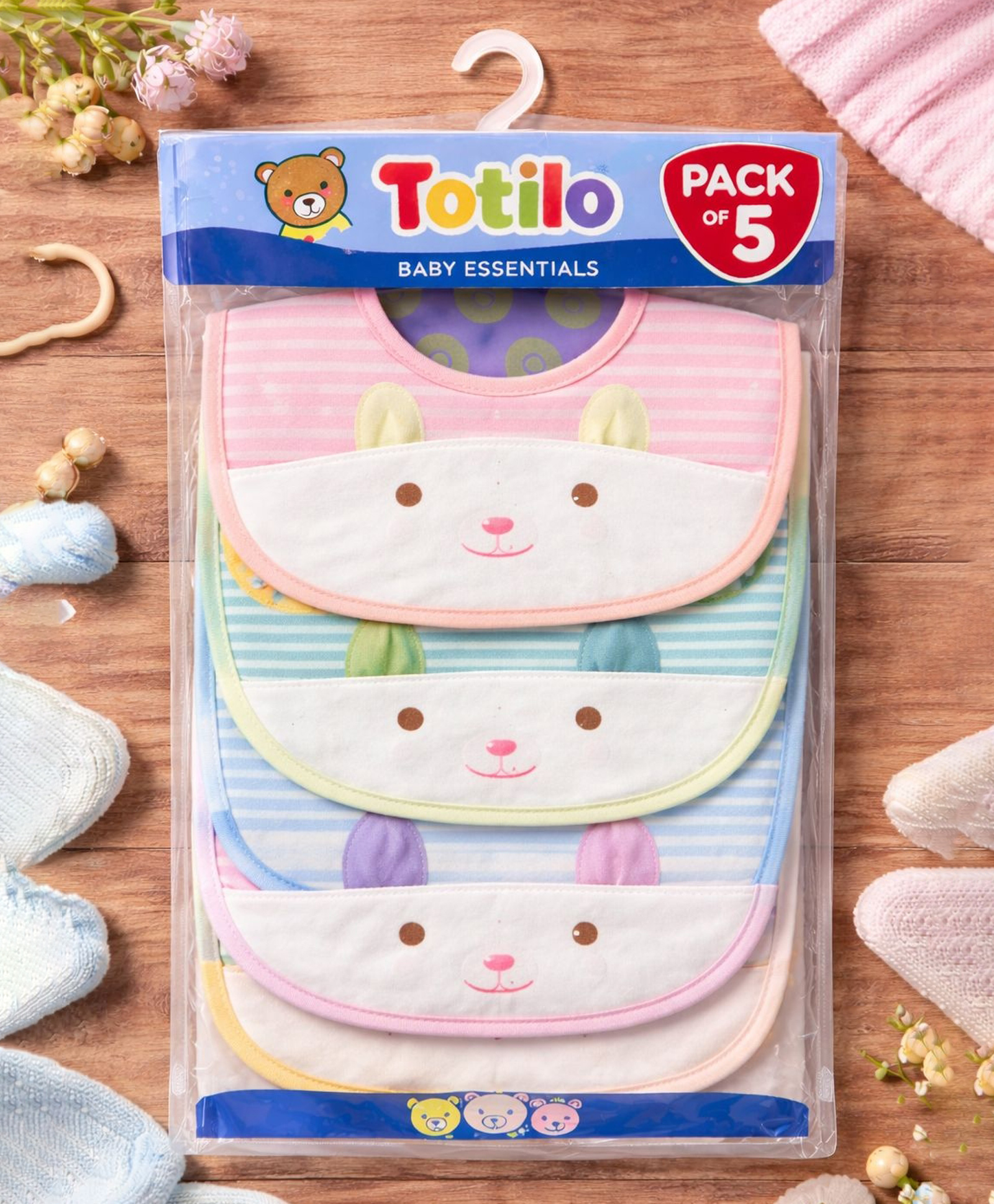 Totilo Baby Cotton Printed Feeding Snap Button Aprons Bibs Everyday Use (Pack of 5)-picture-11