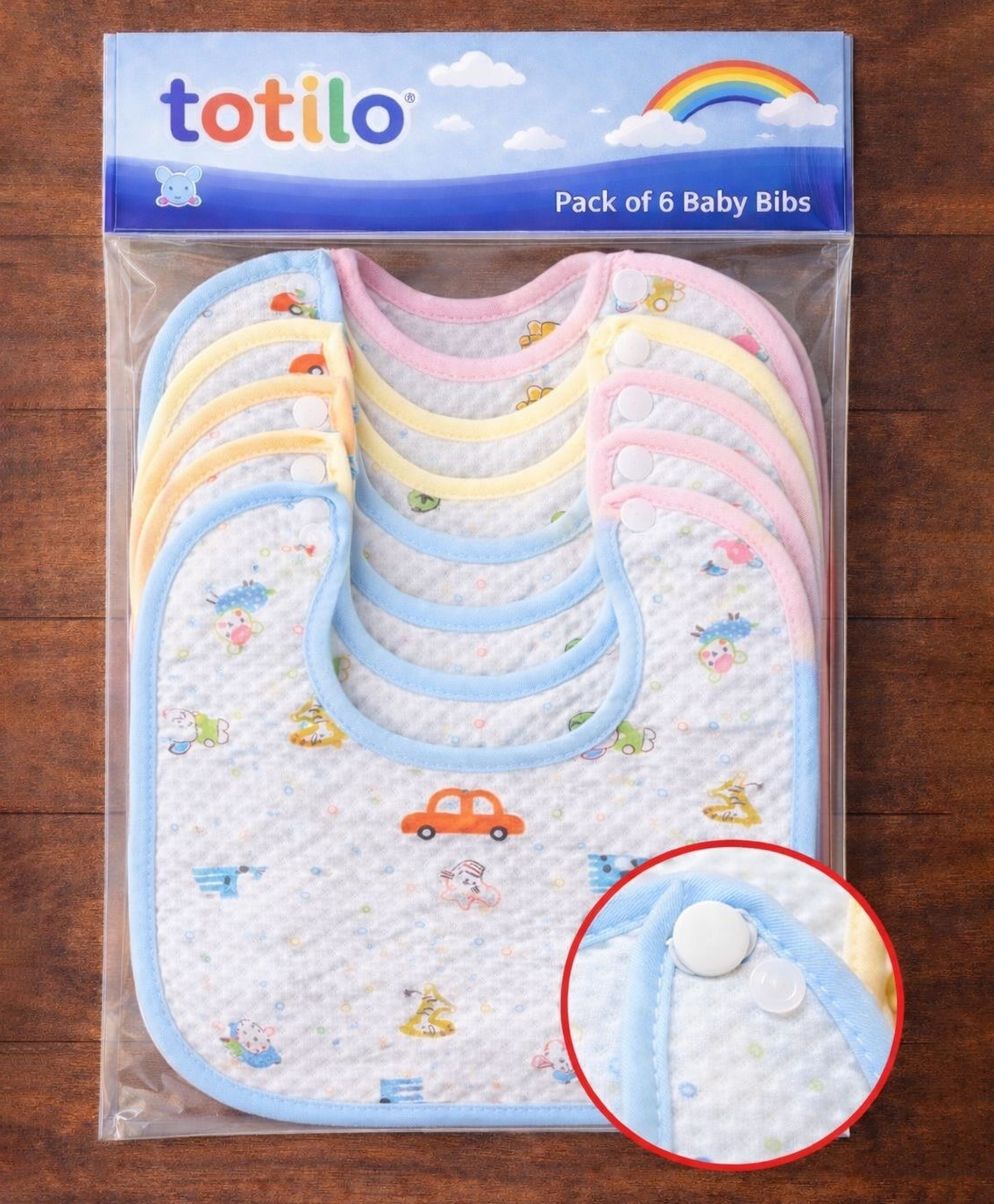 Totilo Baby Cotton Printed Feeding Snap Button Aprons Bibs Everyday Use (Pack of 6)-image-31