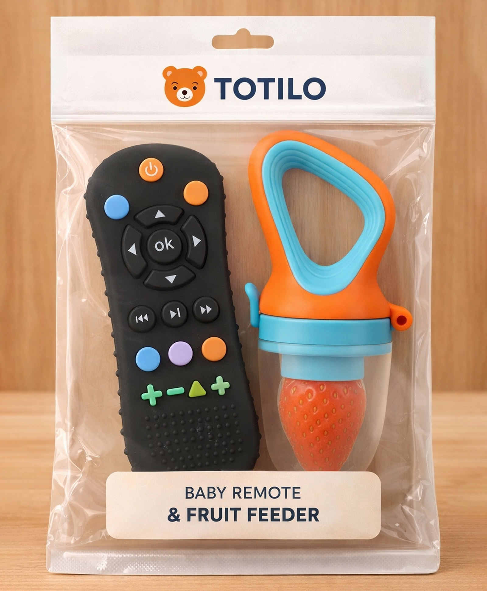 Totilo Remote Shape Baby Teether And BPA Free Silicone Fruit Nibbler- Orange-image-47