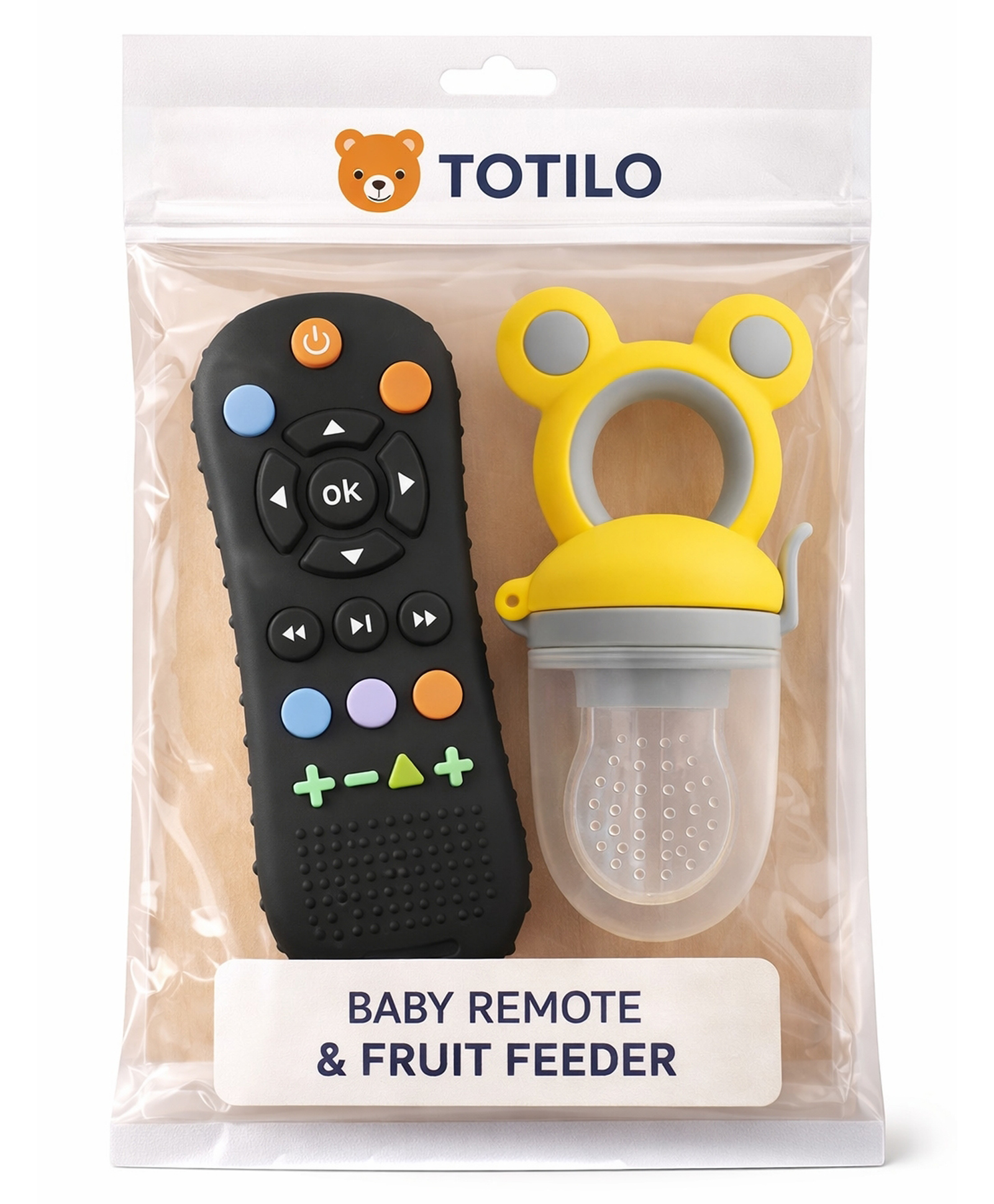 Totilo Remote Shape Baby Teether And BPA Free Siicone Fruit Nibbler- Yellow-image-49