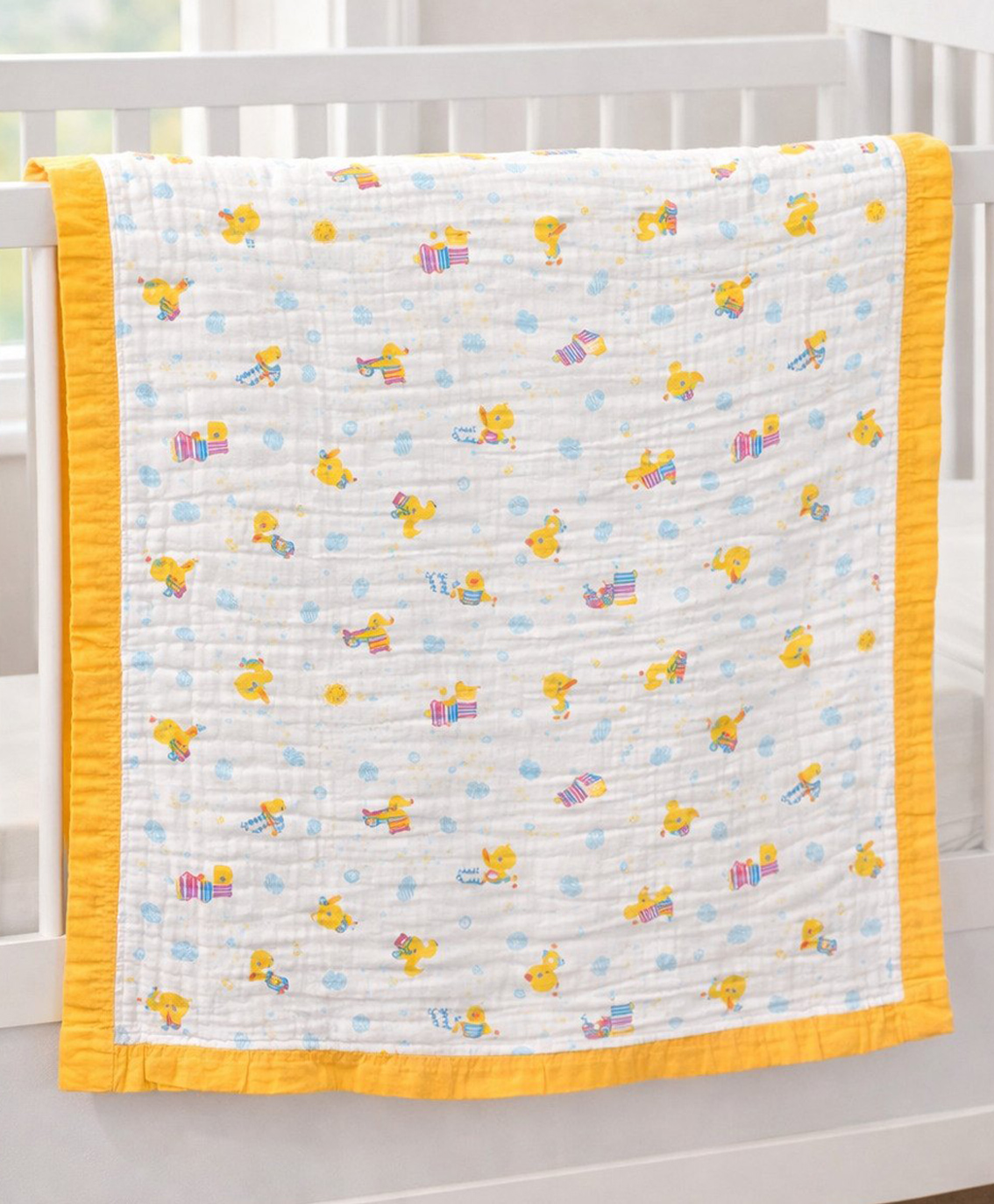 Totilo Baby Muslin Organic Cotton Super Soft Absorbent Muslin 6 Layer Blanket- Yellow-picture-13