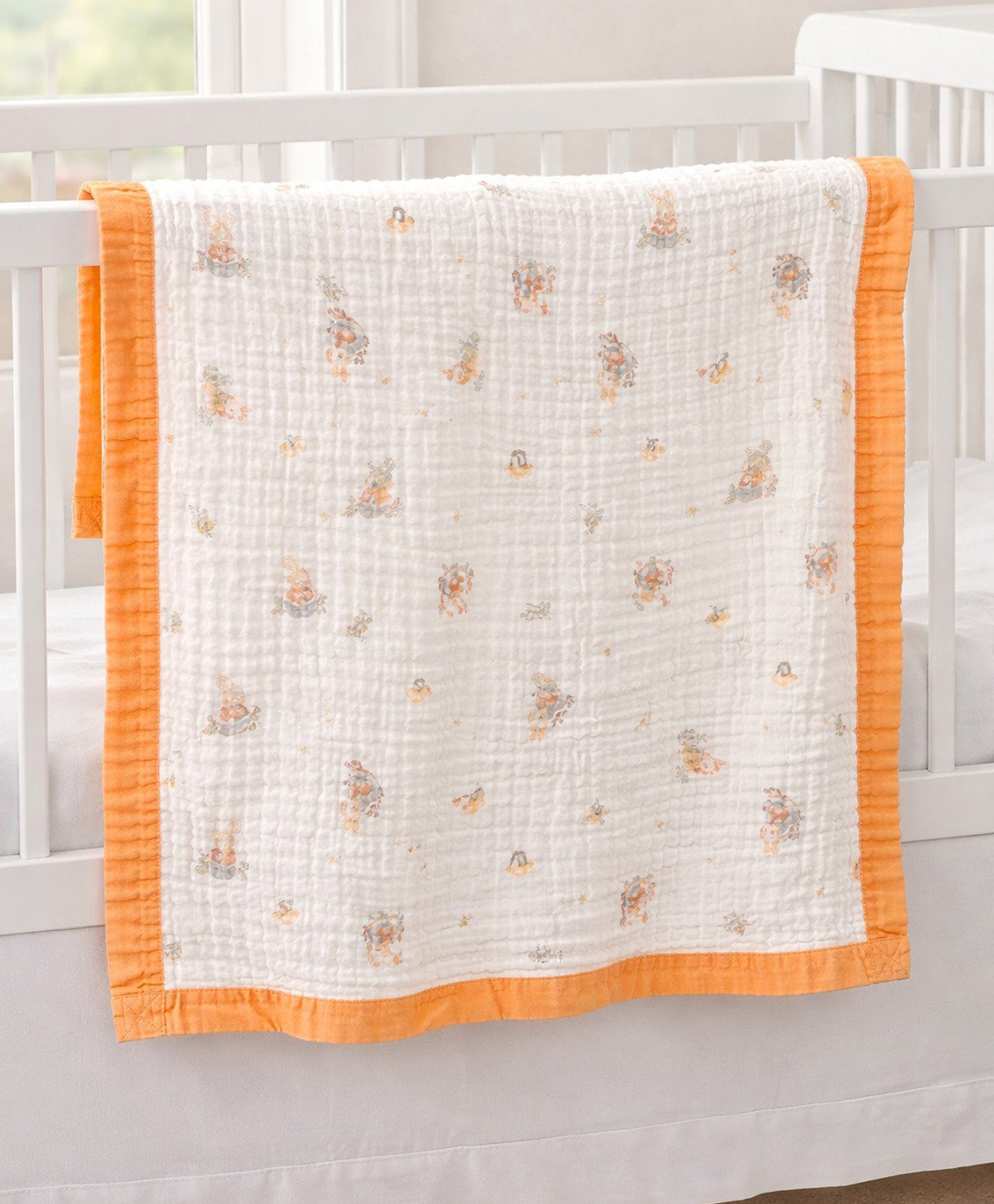 Totilo Baby Muslin Organic Cotton Super Soft Absorbent Muslin 6 Layer Blanket- Orange-image-28