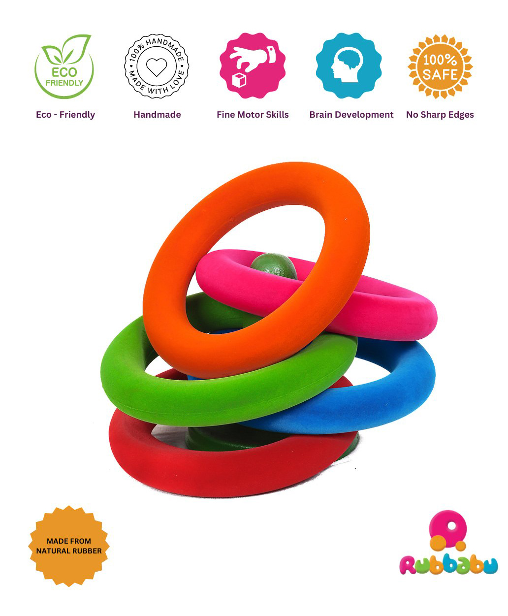 Rubbabu Ring Toss Set Toys Multi color-picture-10