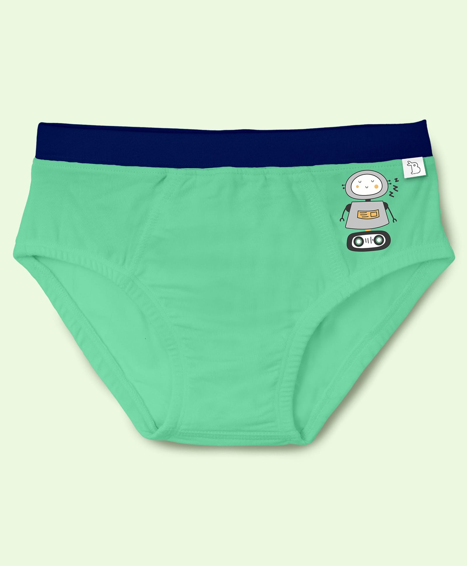 SuperBottoms Bamboo Knit Robot Printed Brief - Sea Green-image-27