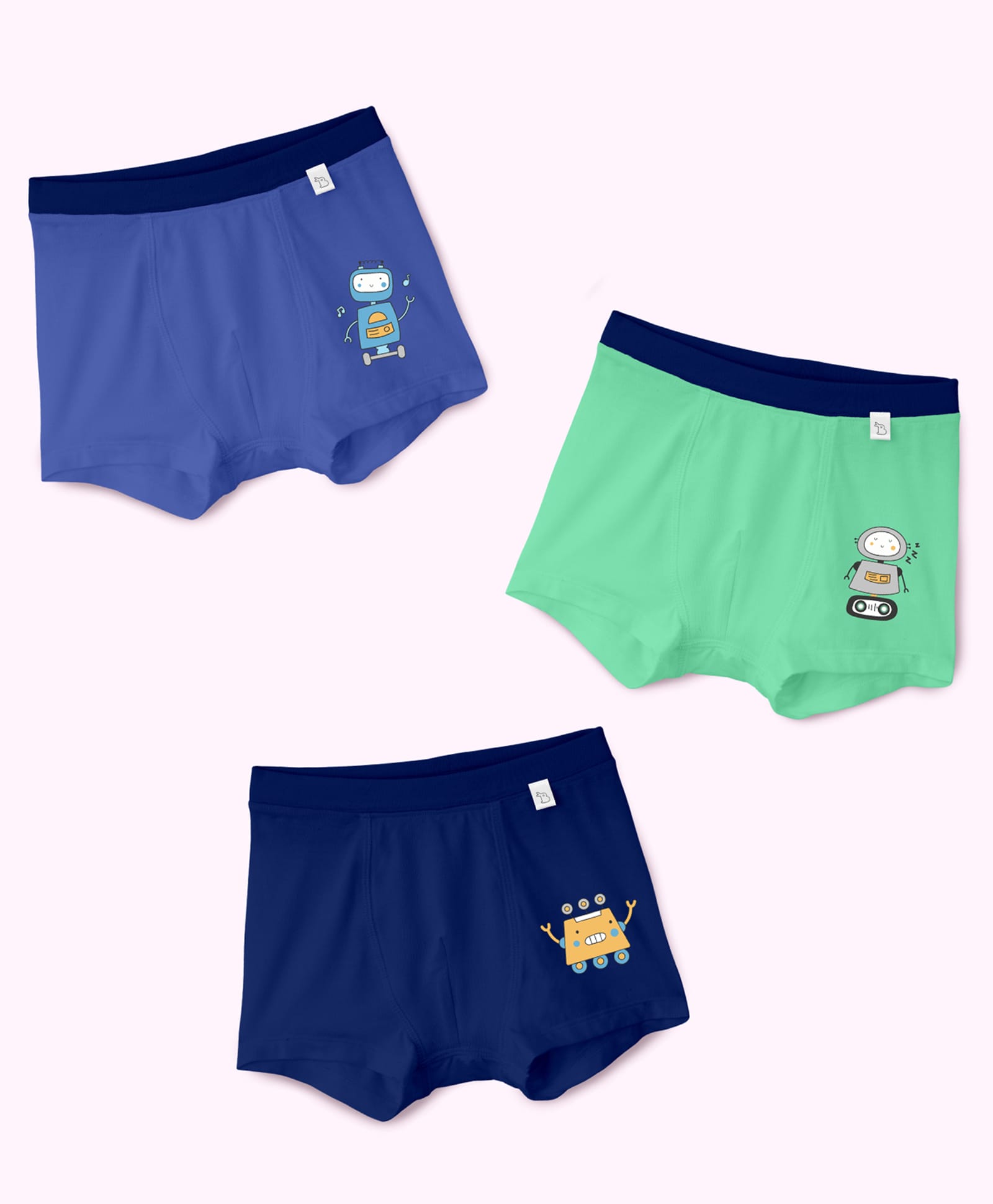 SuperBottoms Pack Of 3 Bamboo Knit Robot & Vehicle Printed Trunks - Multi Colour-picture-32