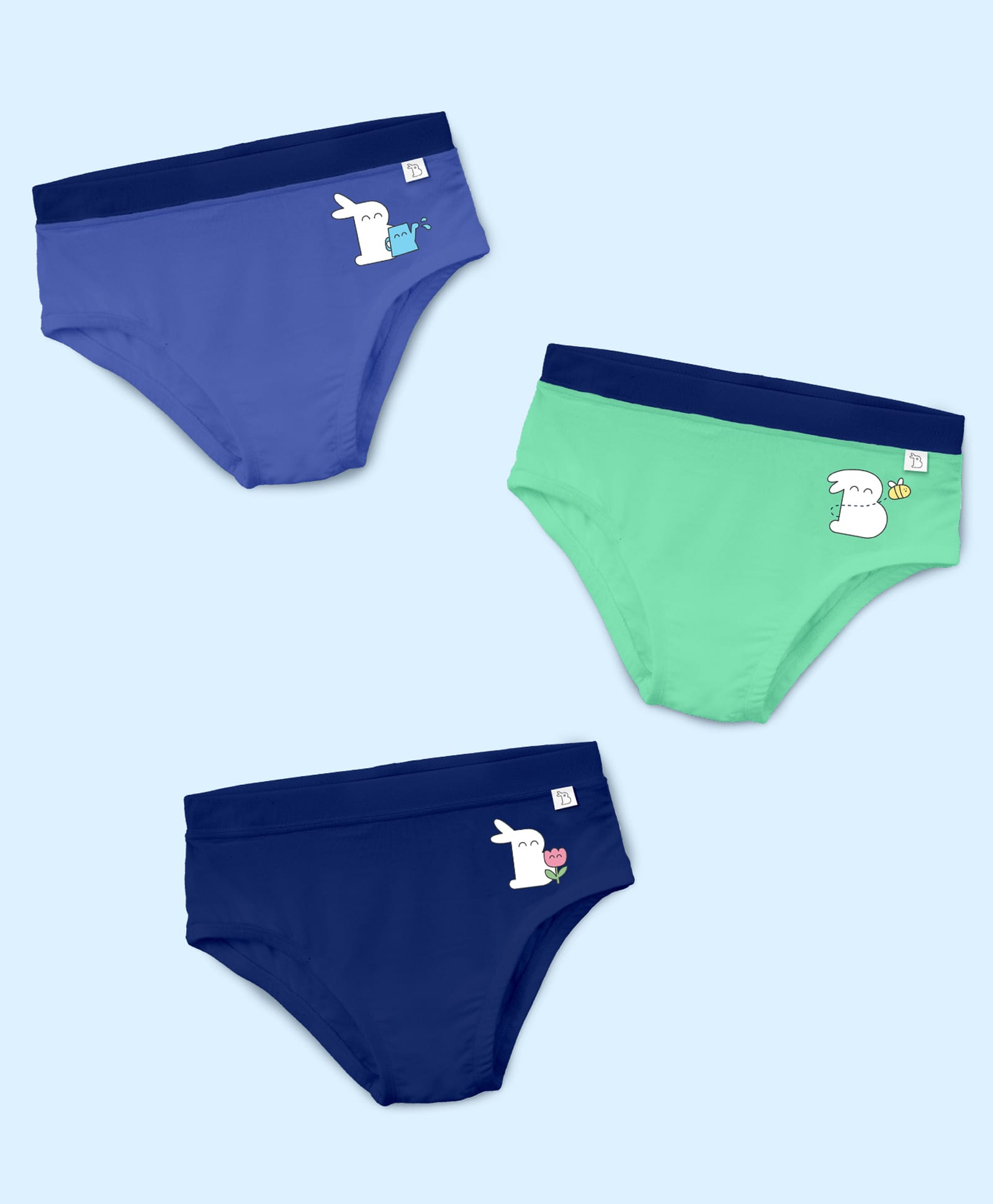 SuperBottoms Bamboo Knit Pack Of 3 Bunny Printed Briefs - Multi Colour-picture-27