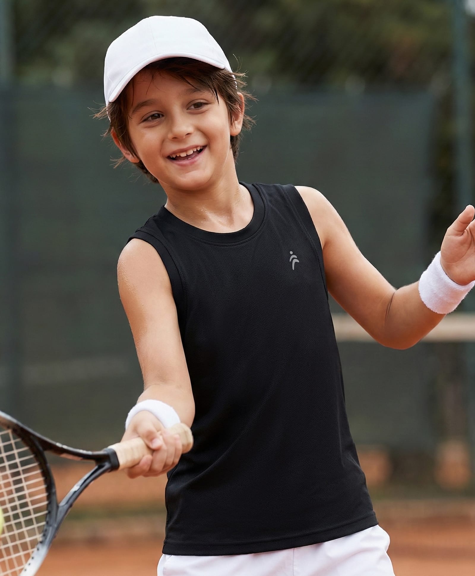 Pine Active Knit Sleeveless Solid Tank T-Shirt -Black