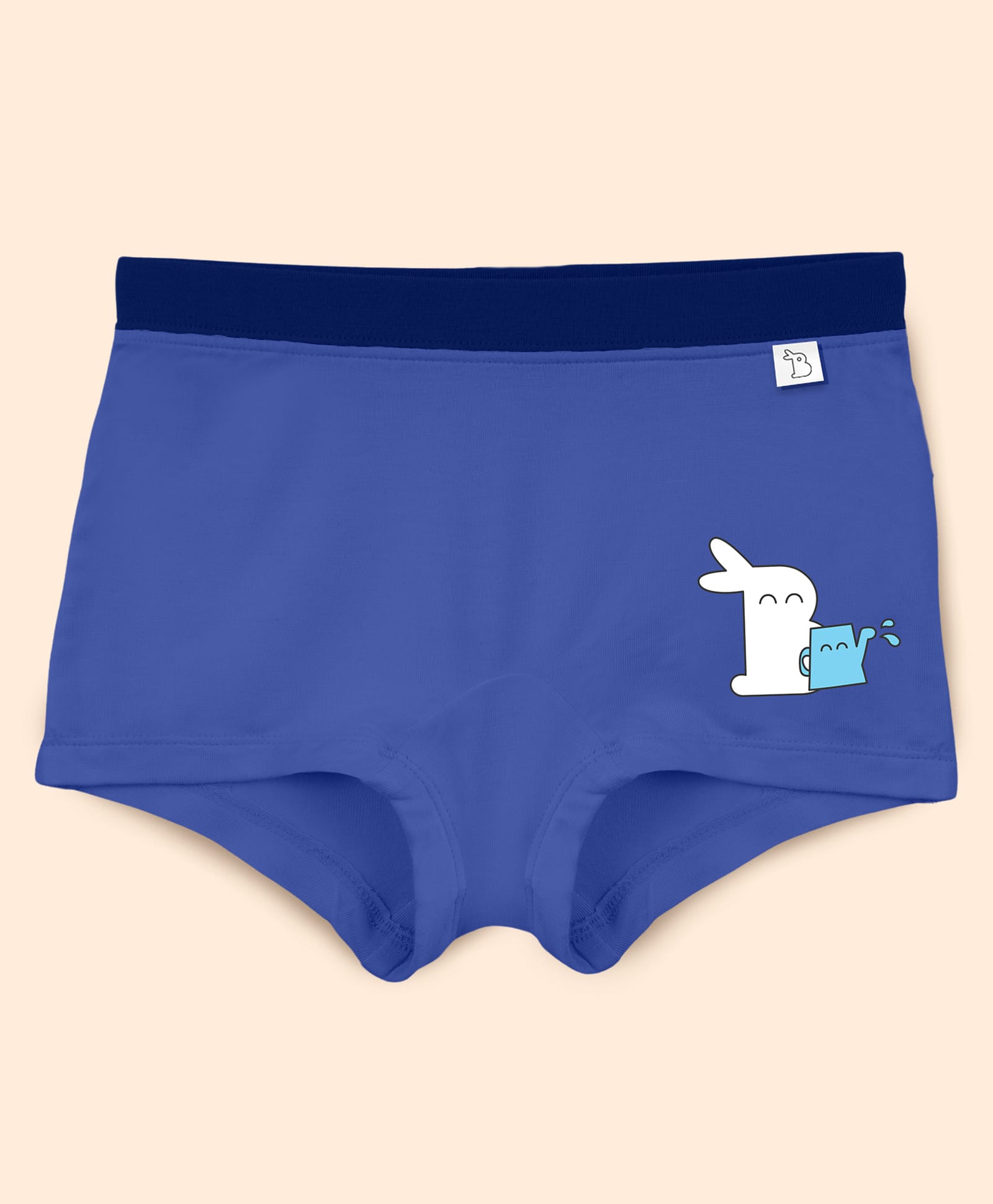 SuperBottoms Bamboo Knit Bunny Printed Boyshorts - Blue-image-1