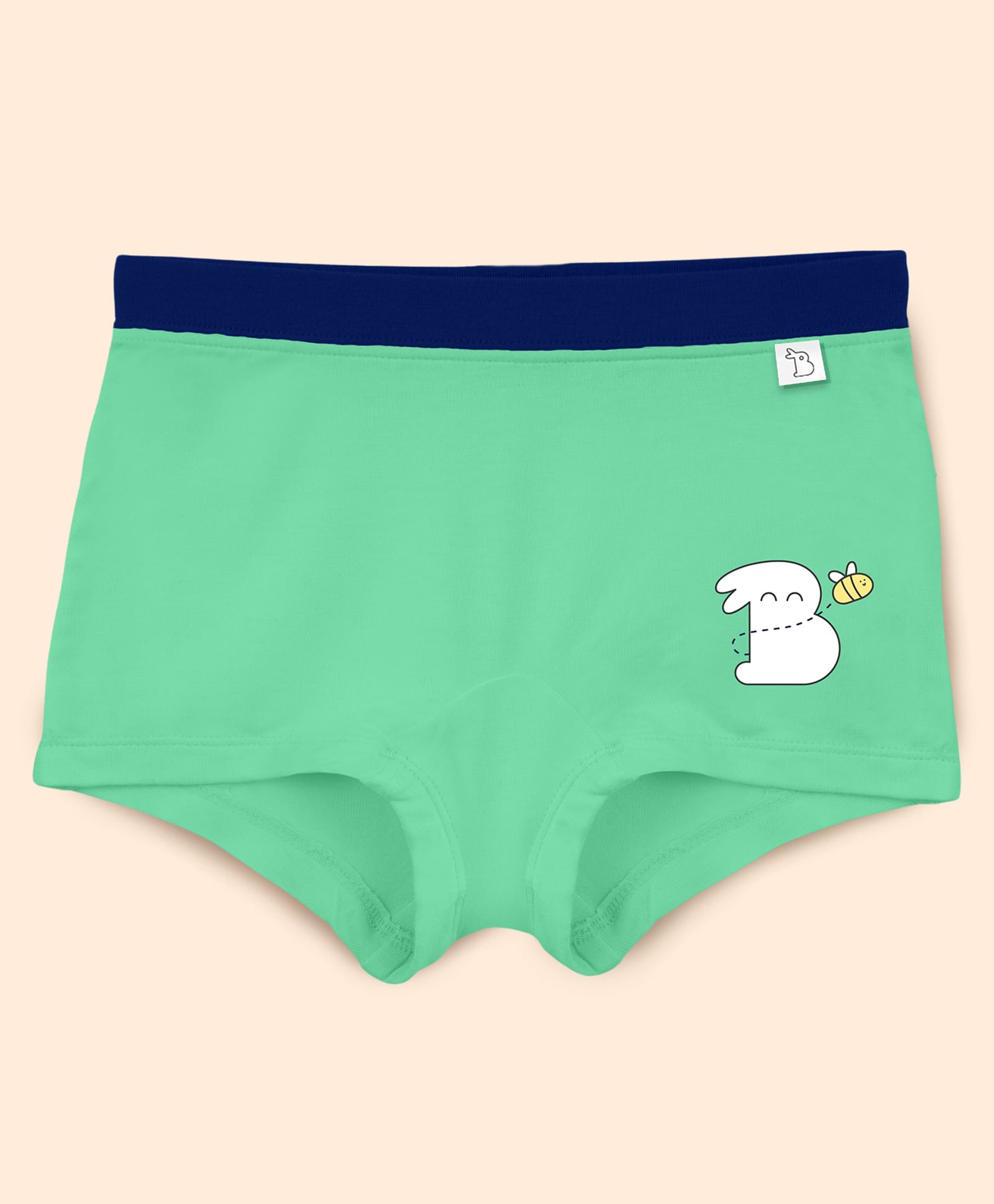 SuperBottoms Bamboo Knit Bunny Printed Girl Boy Shorts - Sea Green-image-3