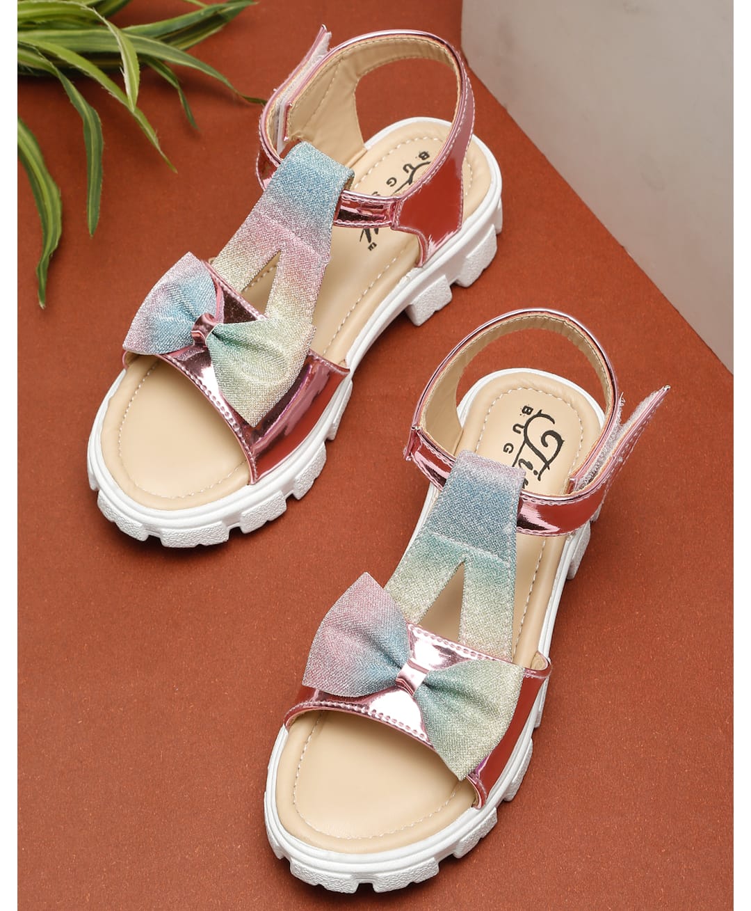 Tiny Bugs Bow Applique Detailed Velcro Closure Sandals - Multi Colour-picture-25