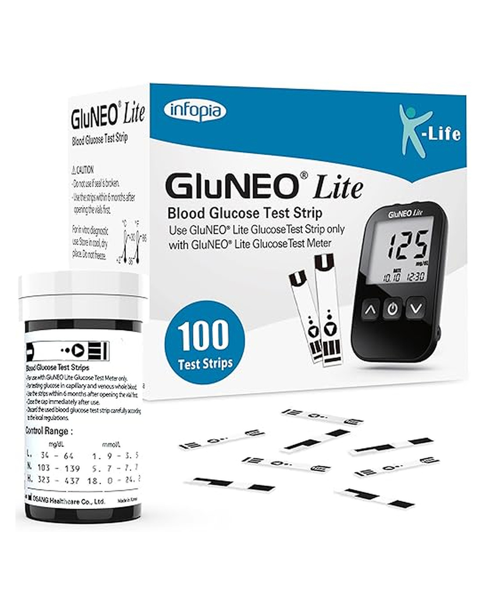 K-life GluneoLite Blood Glucose Sugar Testing 100 Strips-picture-17
