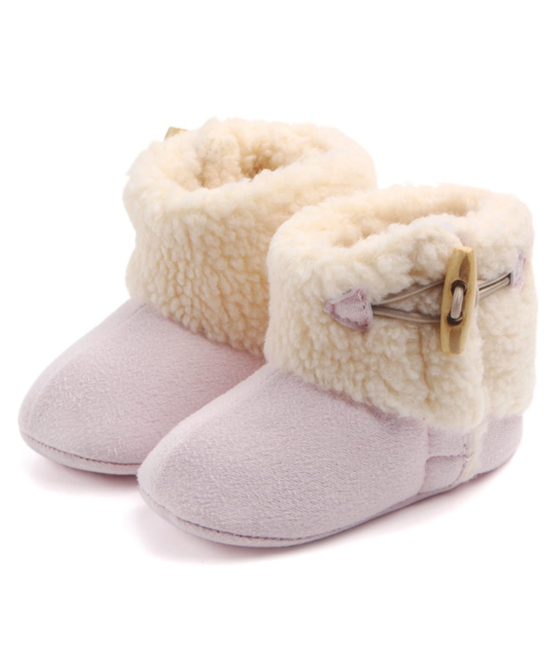 KIDLINGSS Button Applique Detailed Fur Detailed Buckle Closure High Top Booties - Light Pink-picture-26
