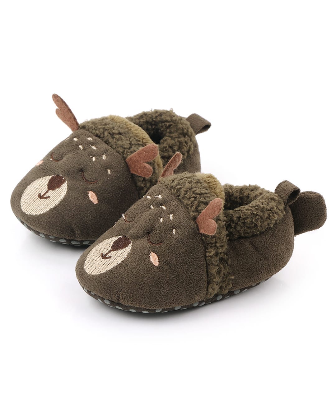 KIDLINGSS Reindeer Designed Fur Detailed Slip On Booties - Olive Green-picture-12