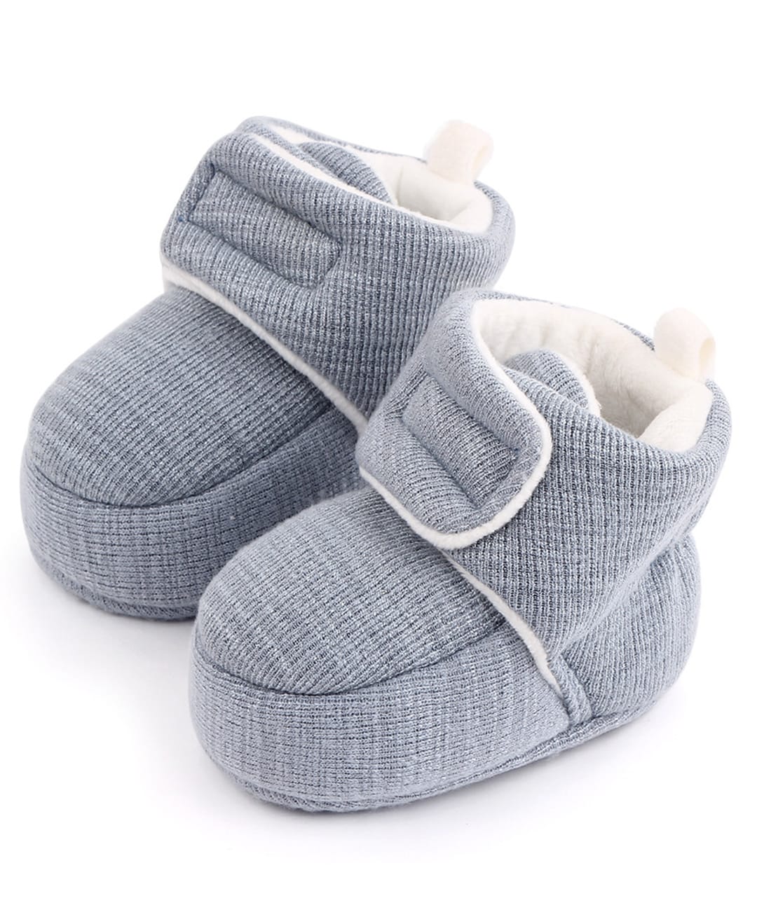 KIDLINGSS Solid Velcro Closure Booties - Grey-image-7
