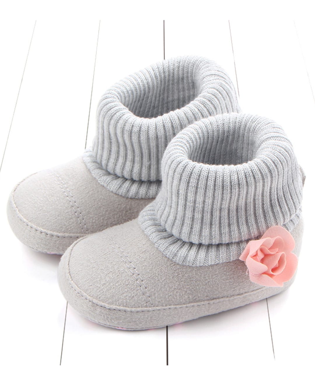 KIDLINGSS Floral Applique Socks Style Booties - Grey-image-14