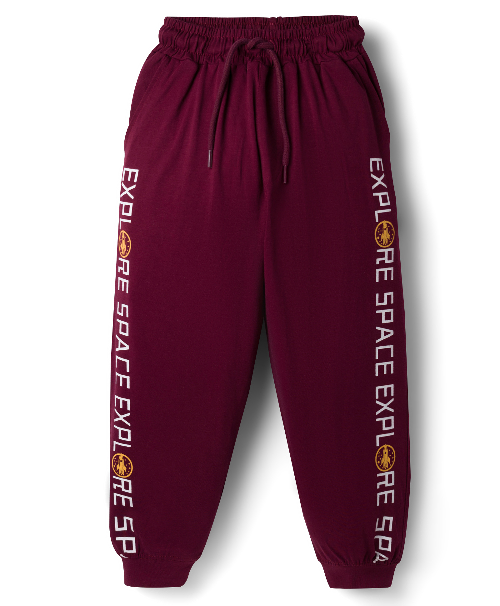 Taeko Single Jersey Knit Full Length Track Pants With Text Print - Maroon-picture-37
