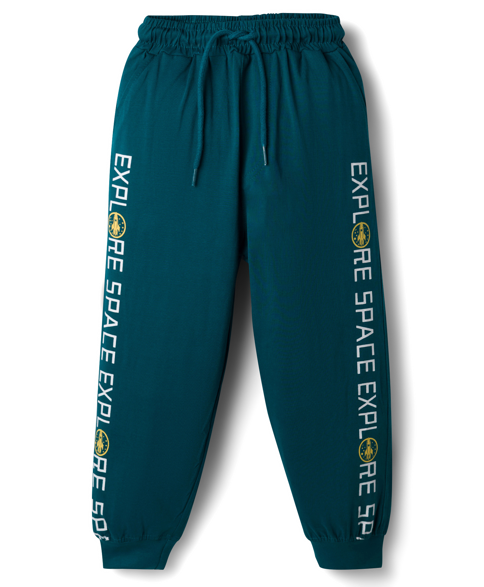 Taeko Single Jersey Knit Full Length Track Pants With Text Print - Blue-picture-27