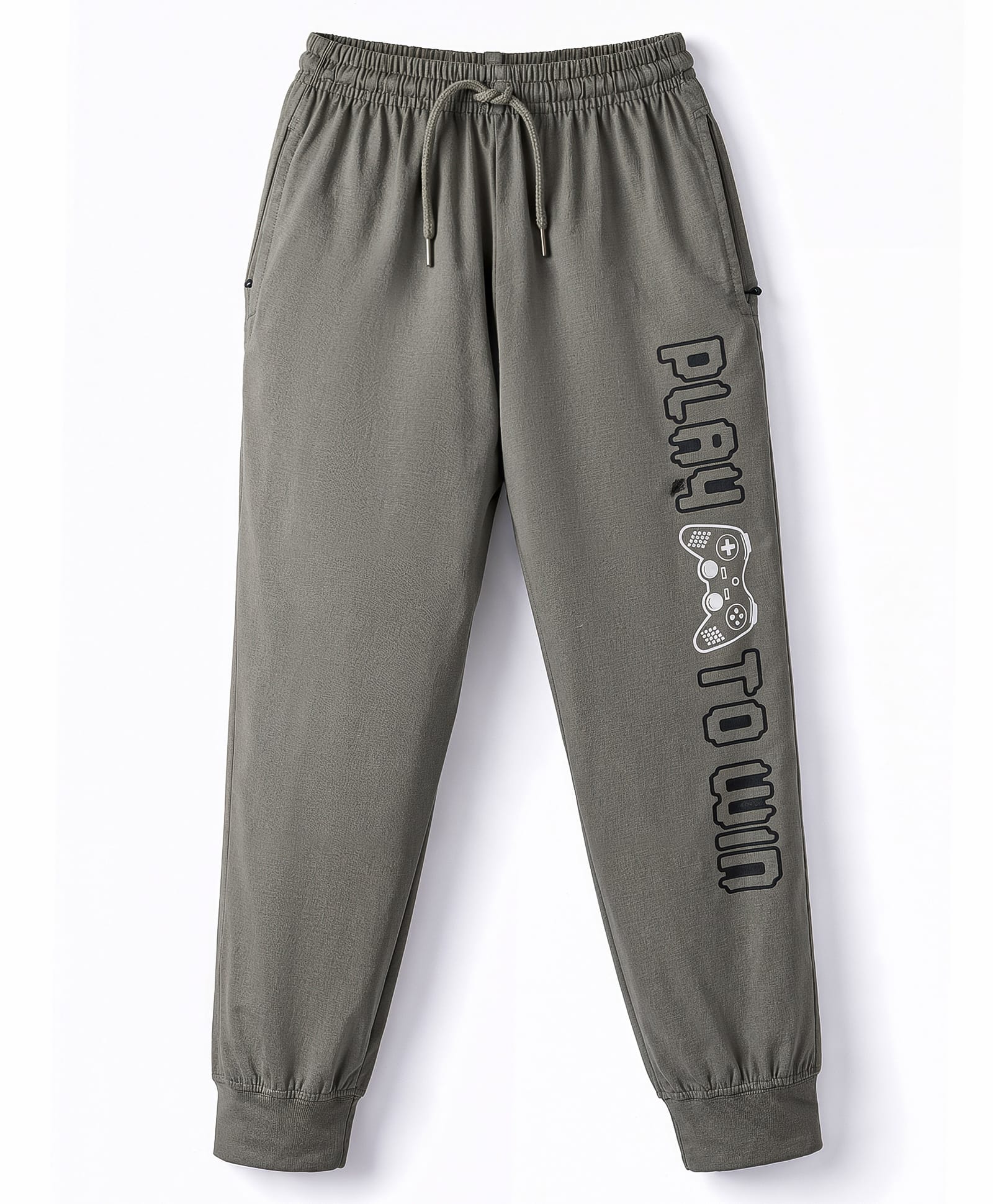 Taeko Single Jersey Knit Full Length Track Pants With Text Print - Grey-picture-11