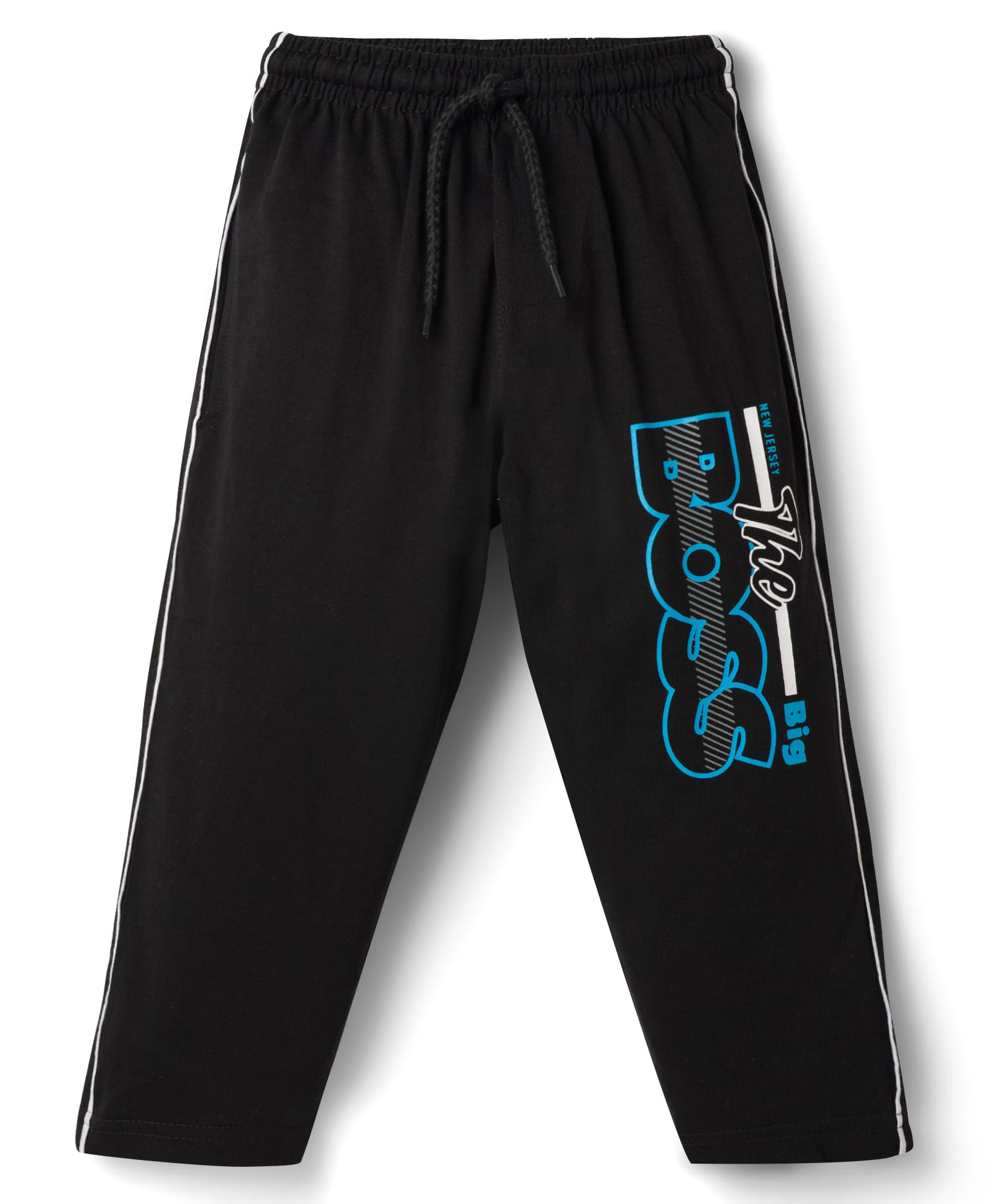 Taeko Single Jersey Knit Full Length Track Pants With Text Print - Black-picture-17