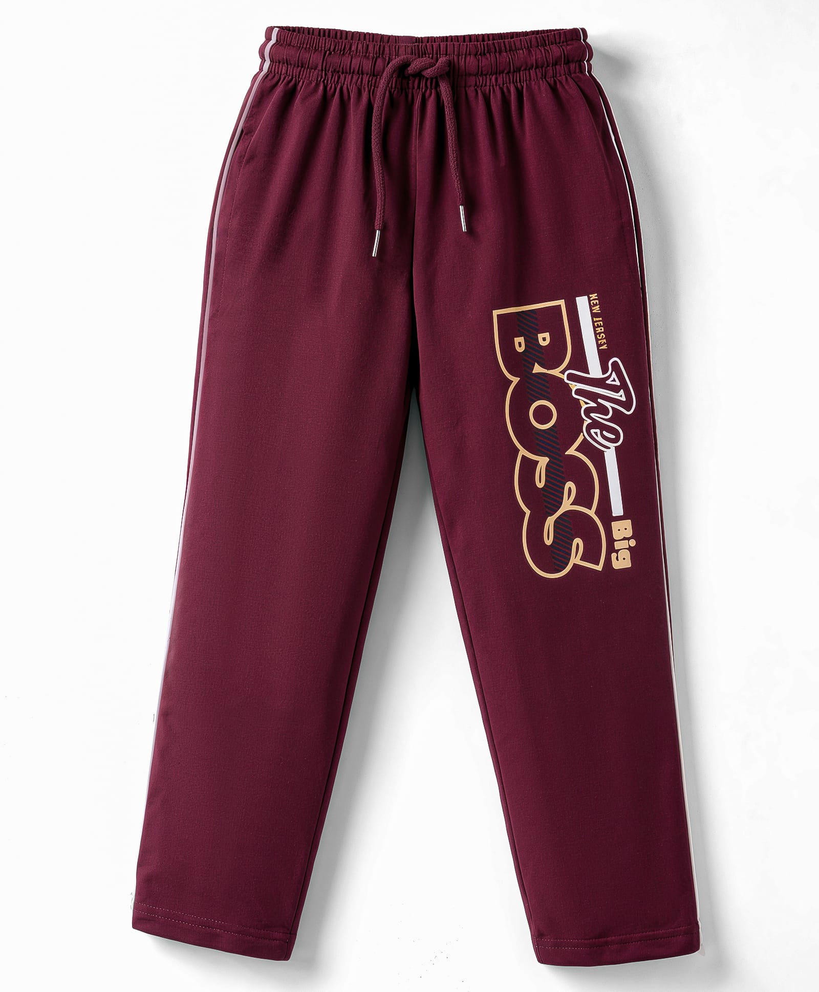 Taeko Single Jersey Knit Full Length Track Pants With Text Print - Maroon-picture-35