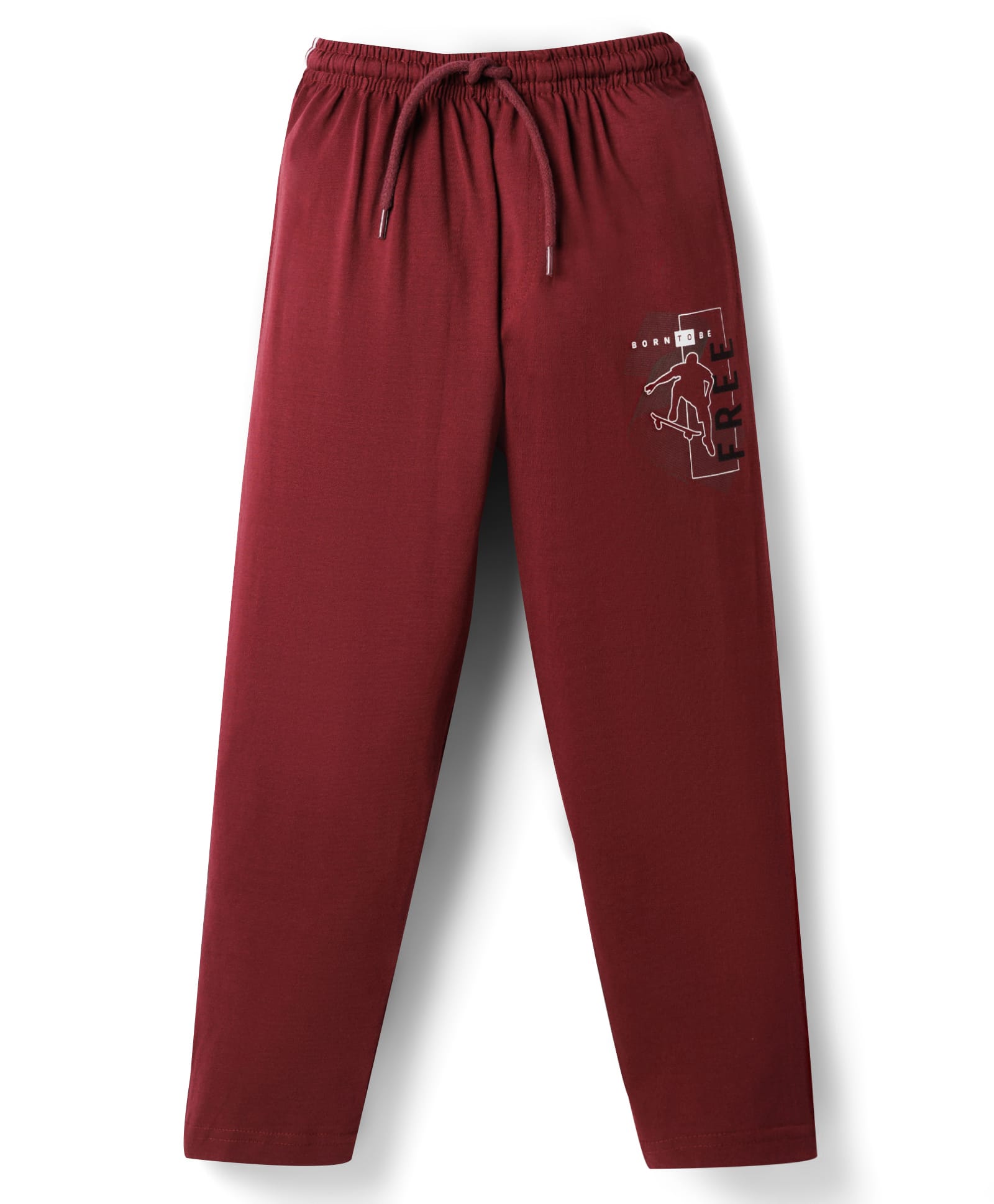 Taeko Single Jersey Knit Full Length Track Pants With Text Print - Maroon-picture-15